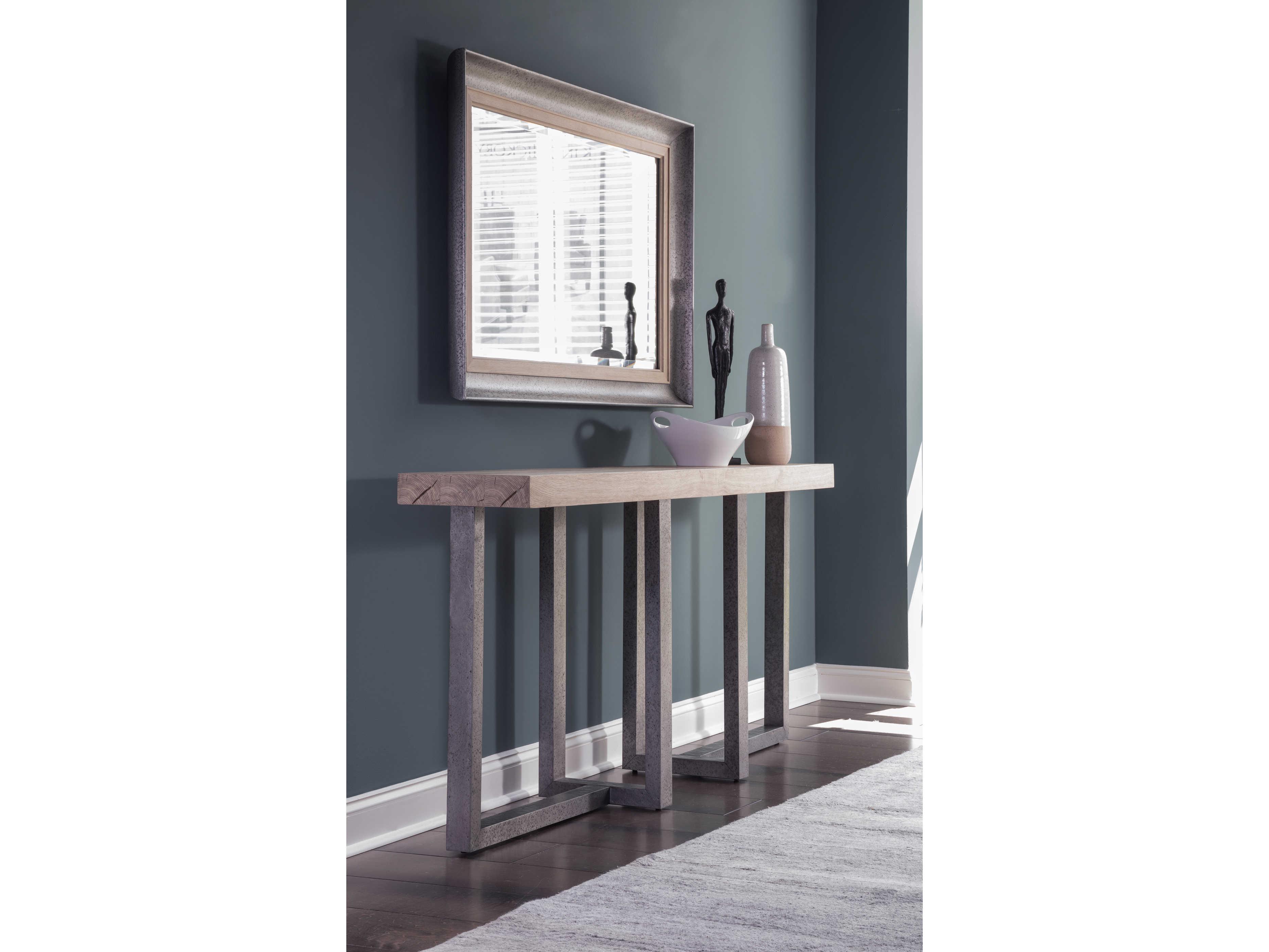 Artistica Verite Rectangular Wood White Oak Antiqued Gun Metal Console Table