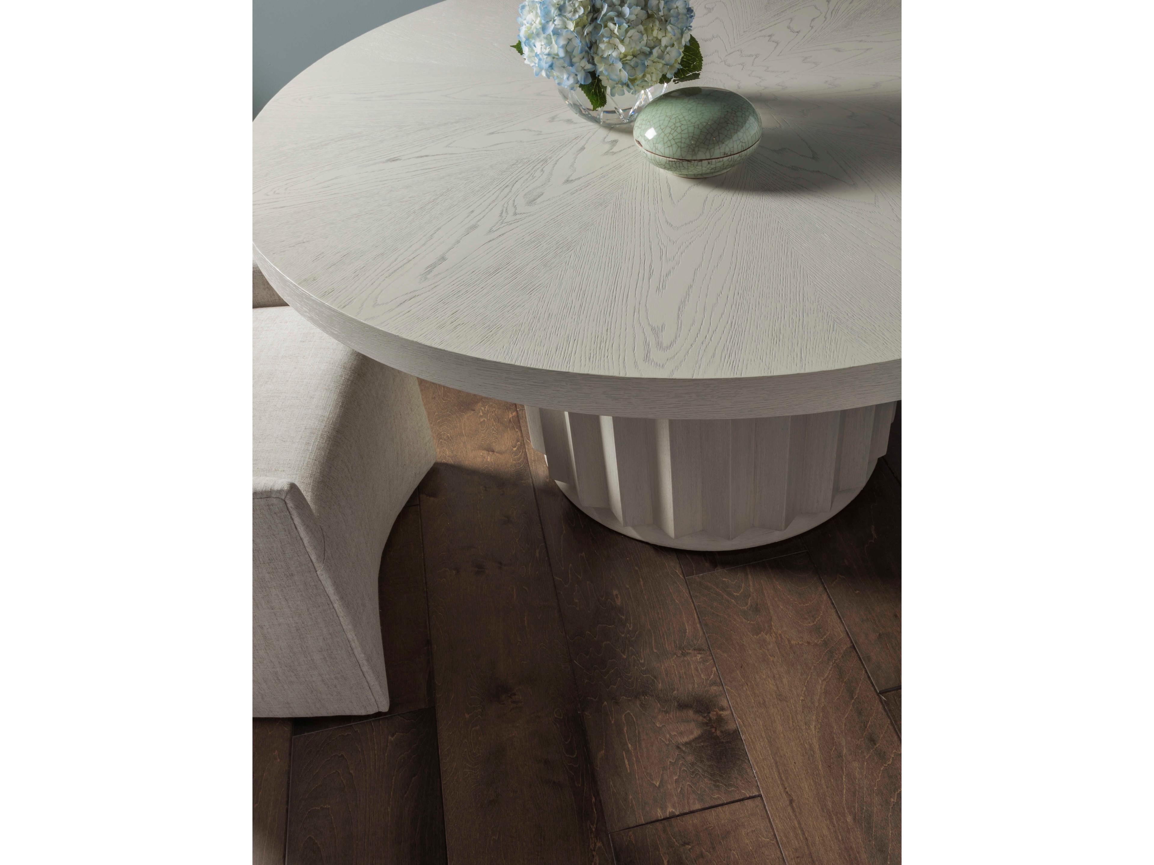 Artistica Signature Designs Sarto Round Wood Sandblasted Cerused White Grey Dining Table