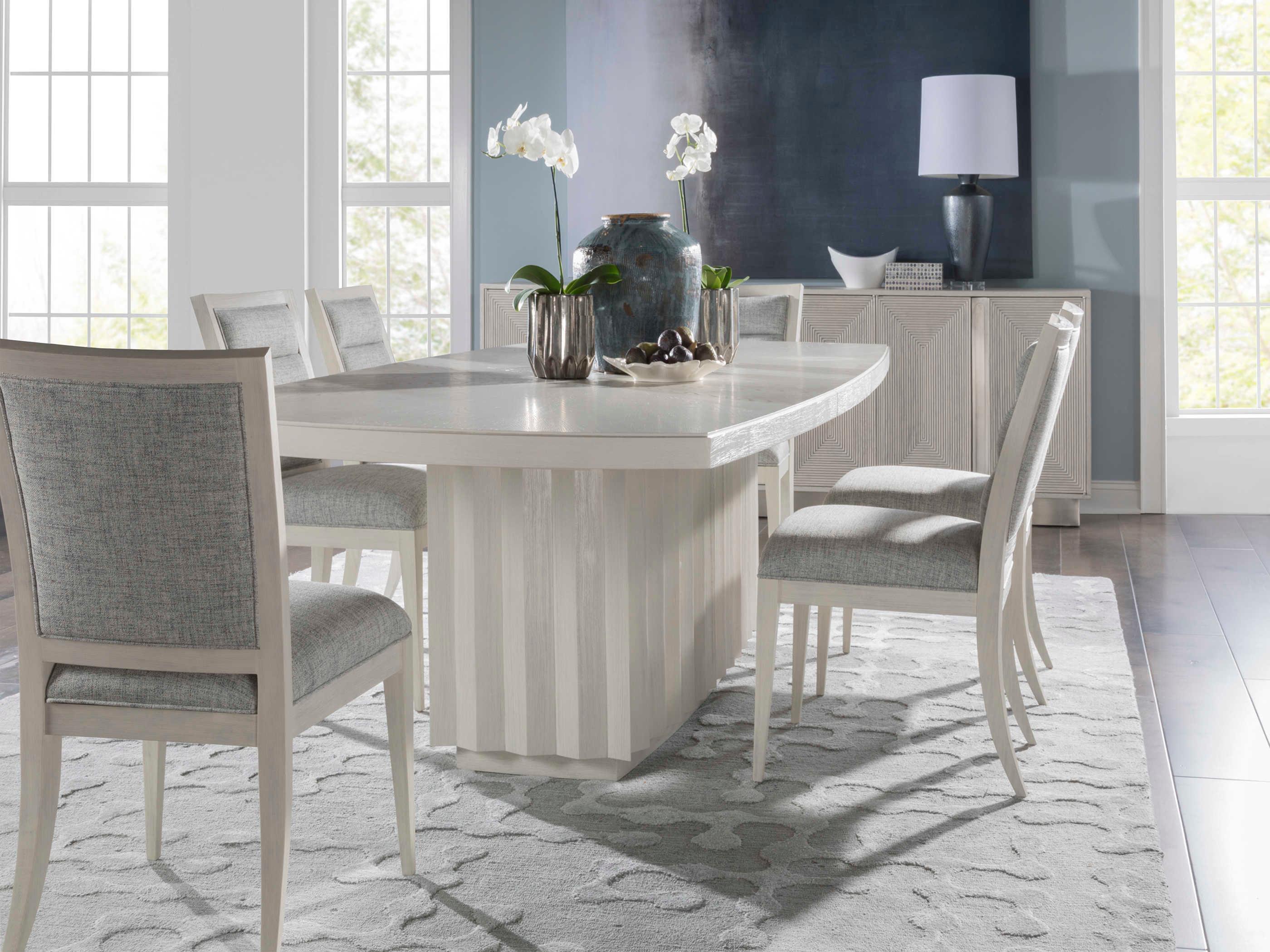 Artistica Signature Designs Sarto Extendable Rectangular Wood Sandblasted Cerused White Grey Dining Table
