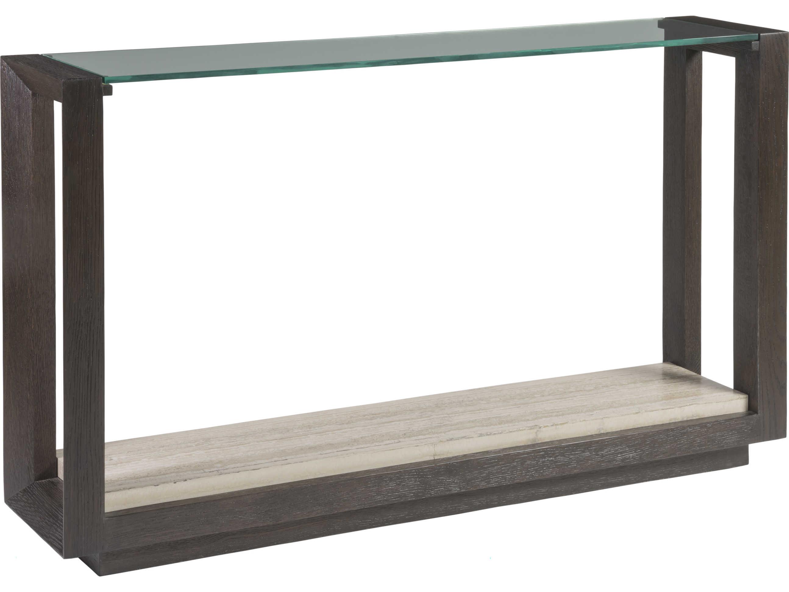 Artistica Signature Designs Venerato Rectangular Glass Mocha Brown Fantasy Travertine Console Table