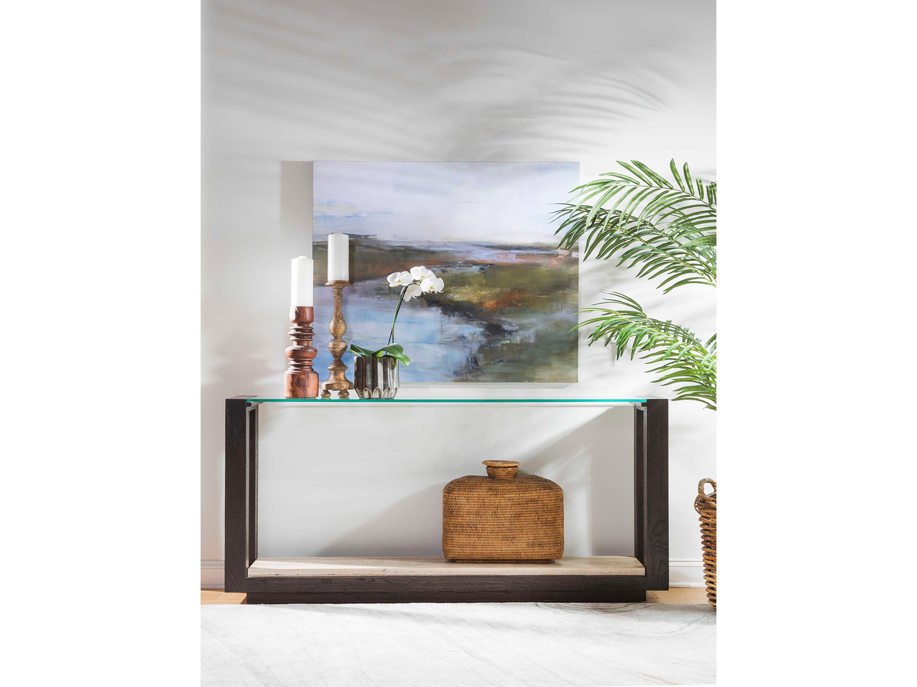 Artistica Signature Designs Venerato Rectangular Glass Mocha Brown Fantasy Travertine Console Table