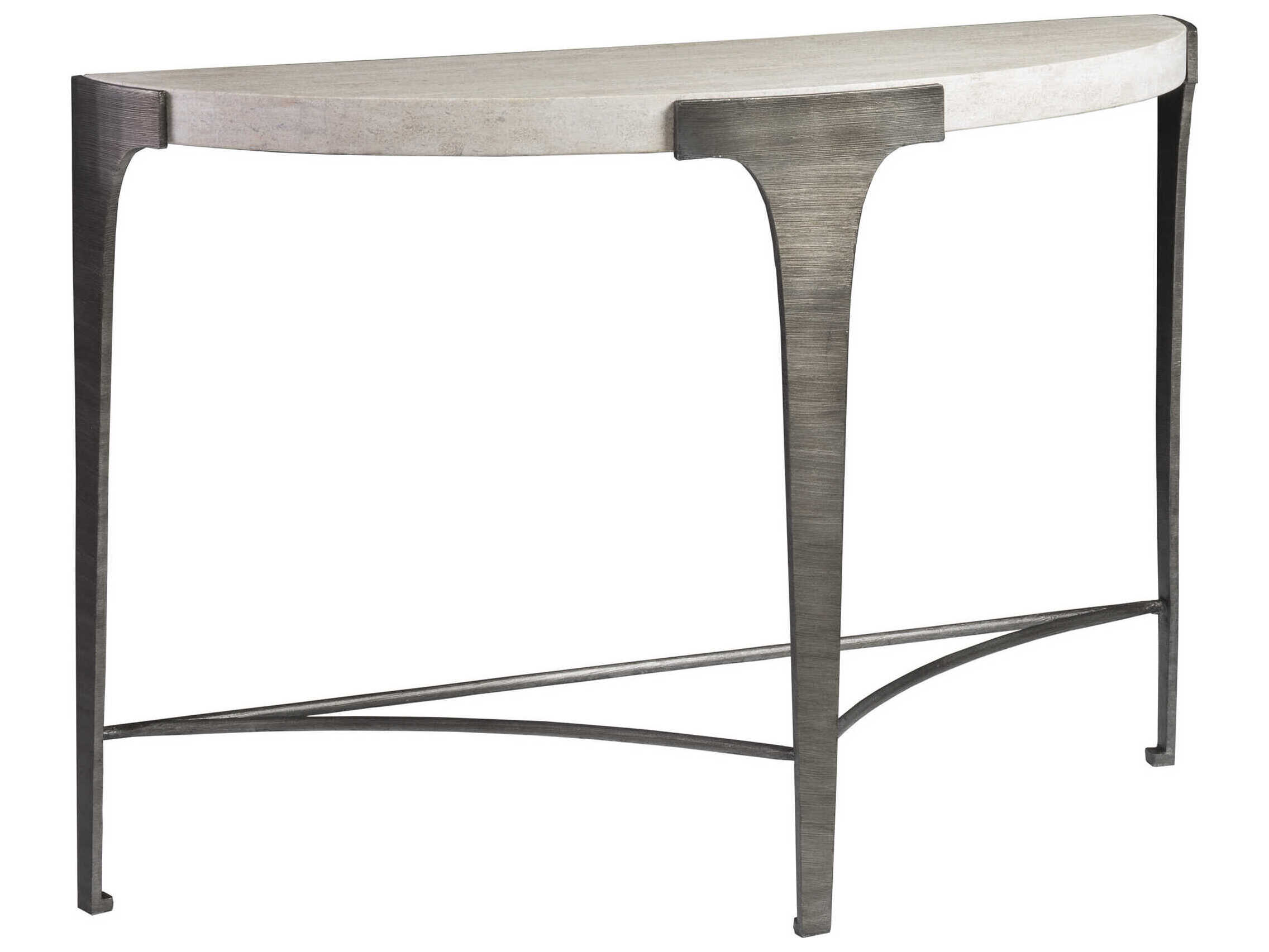 Artistica Cachet Demilune Stone Silver Leaf Console Table
