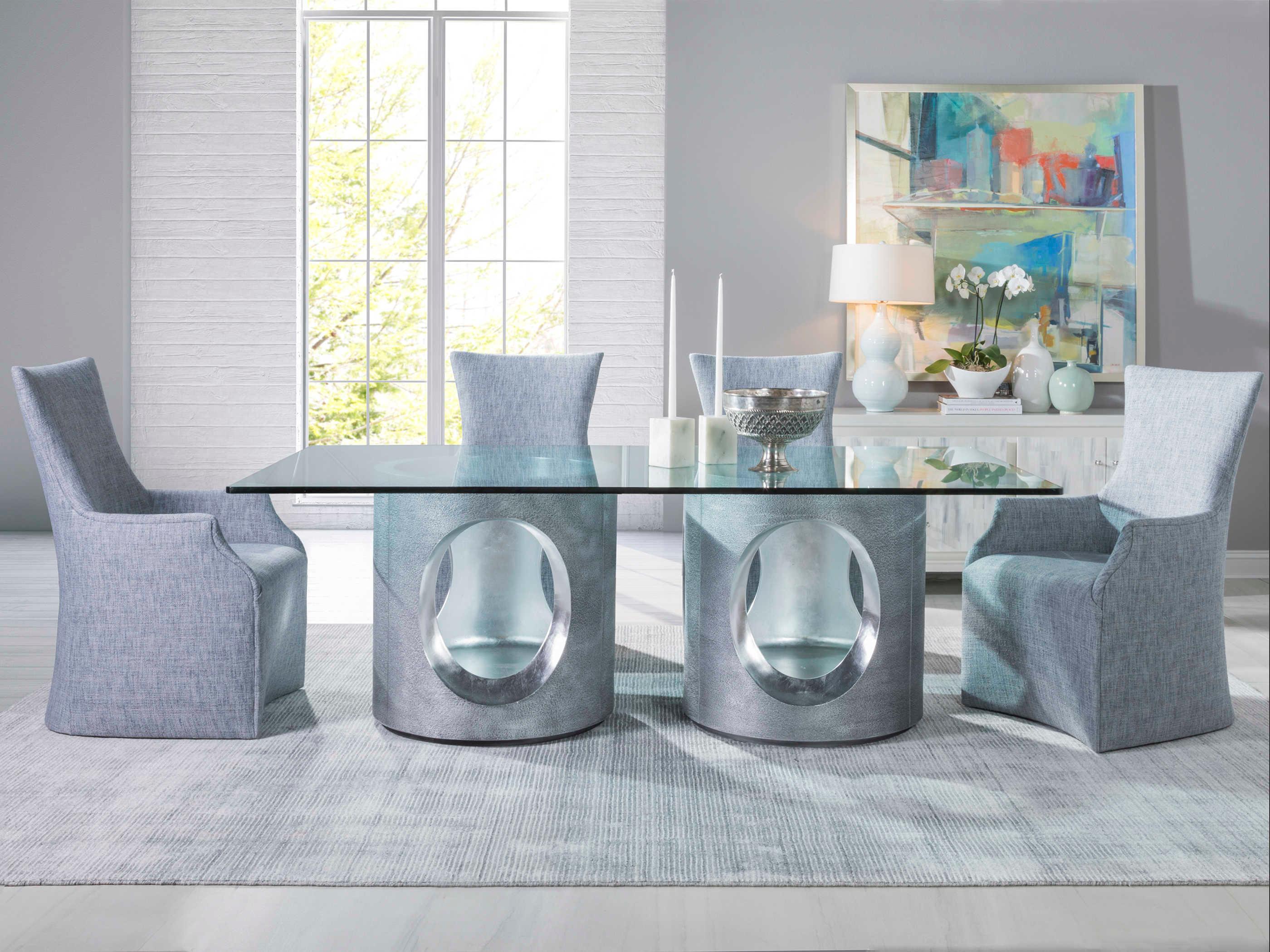 Artistica Signature Designs Circa Rectangular Glass Textured Gray Dining Table