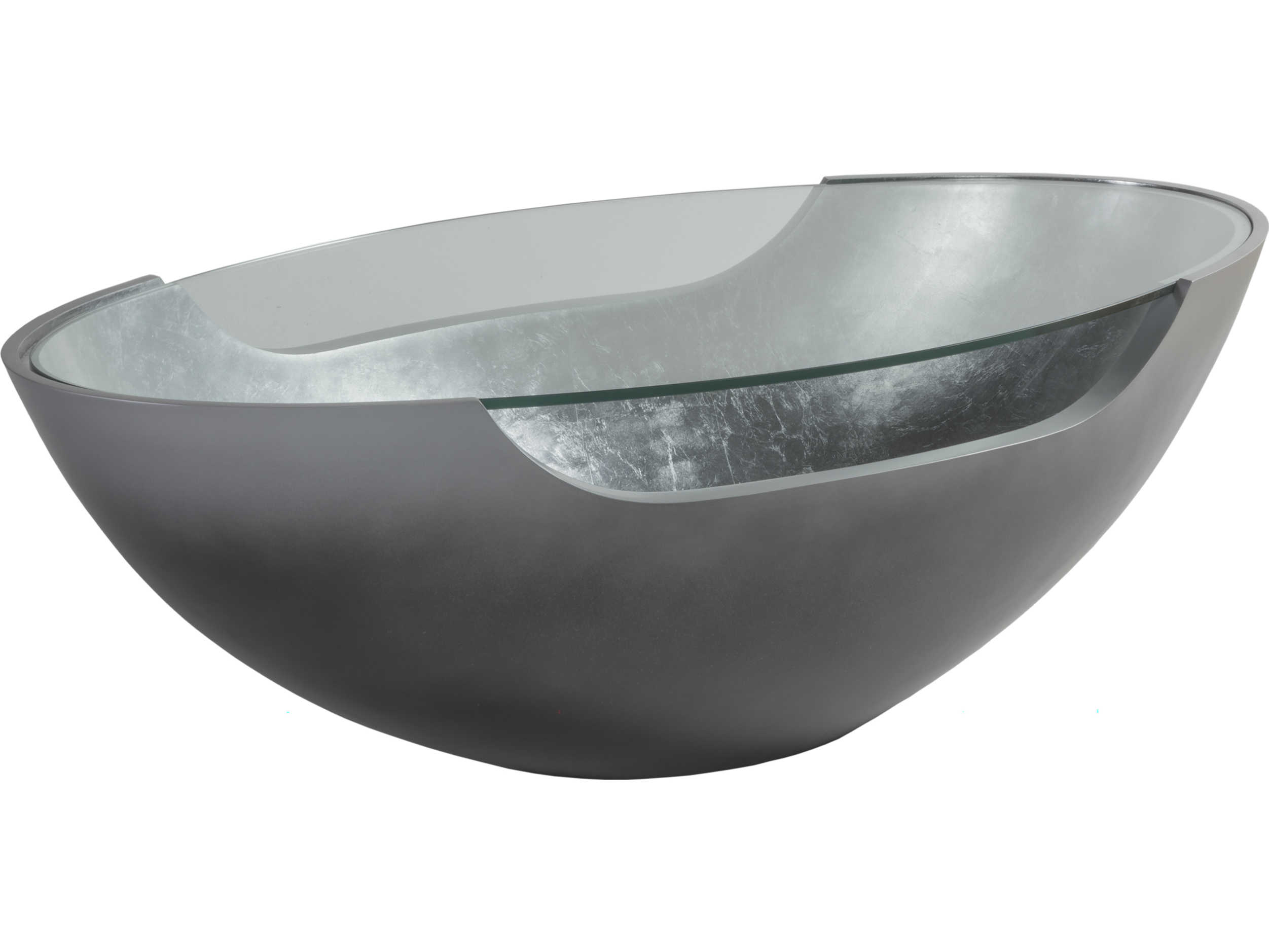 Artistica Signature Designs Circa Oval Glass Silver Gray Cocktail Table