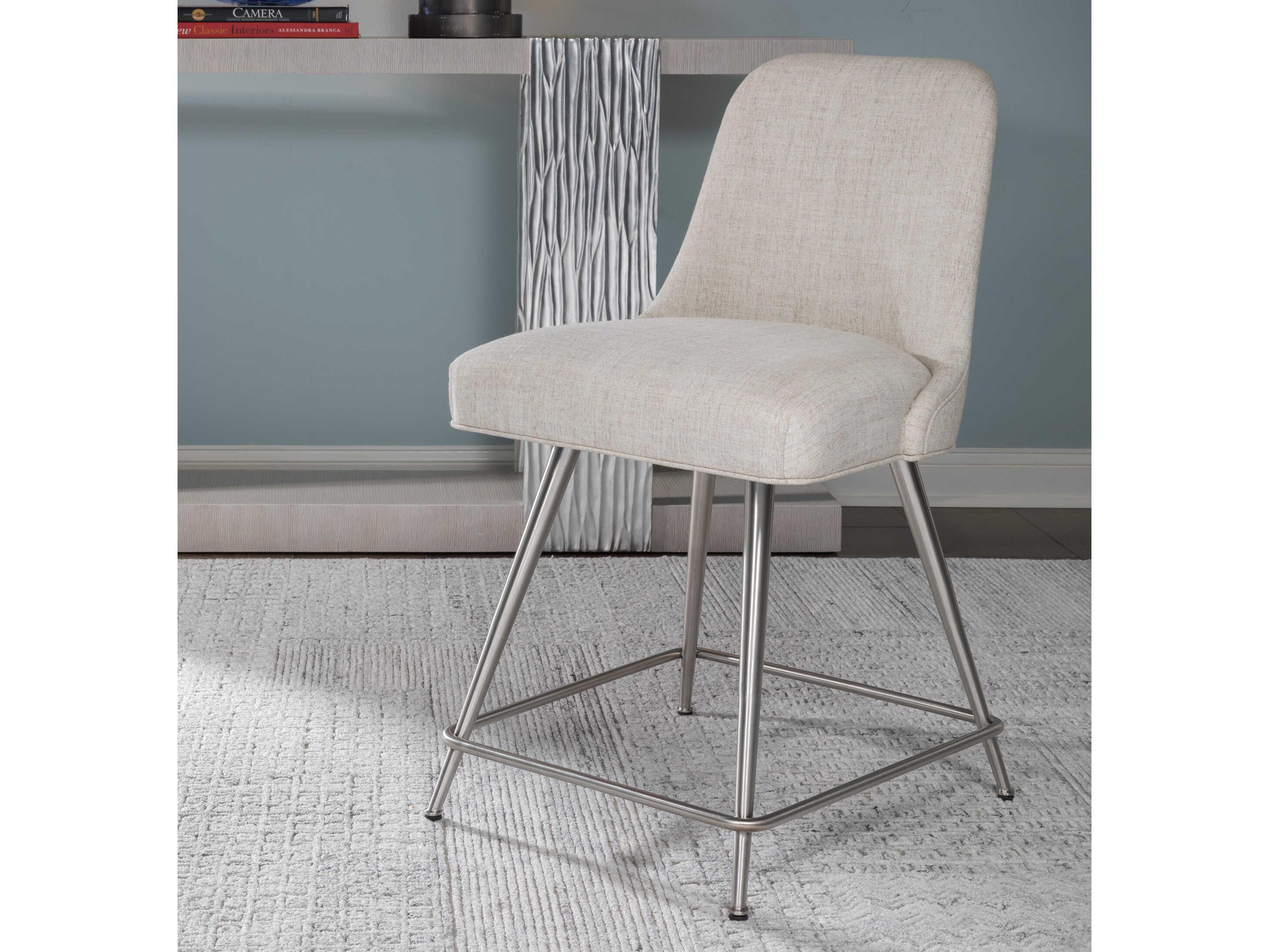 Artistica Dinah Stainless Steel Upholstered Swivel Counter Stool