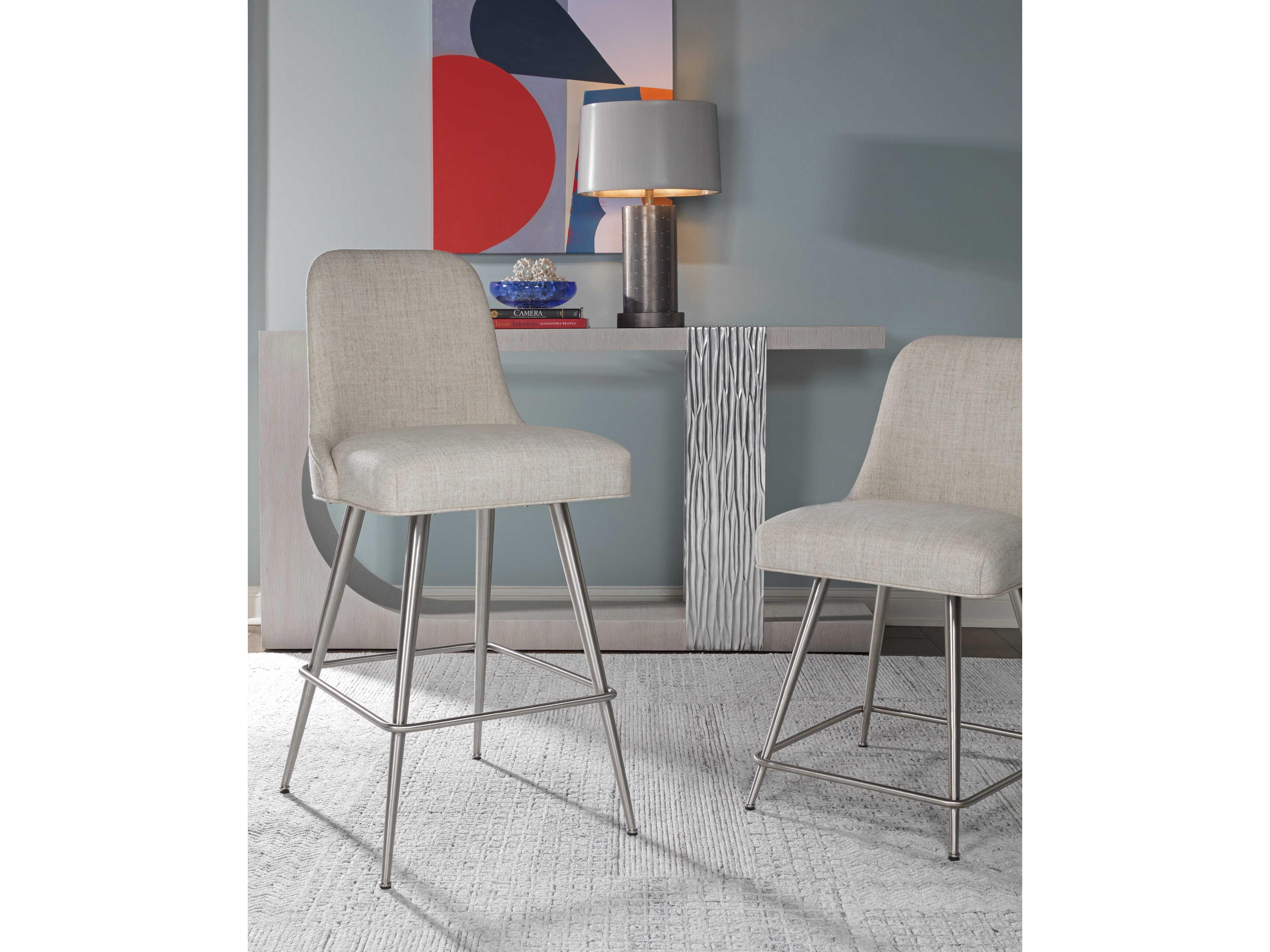 Artistica Dinah Stainless Steel Upholstered Swivel Counter Stool