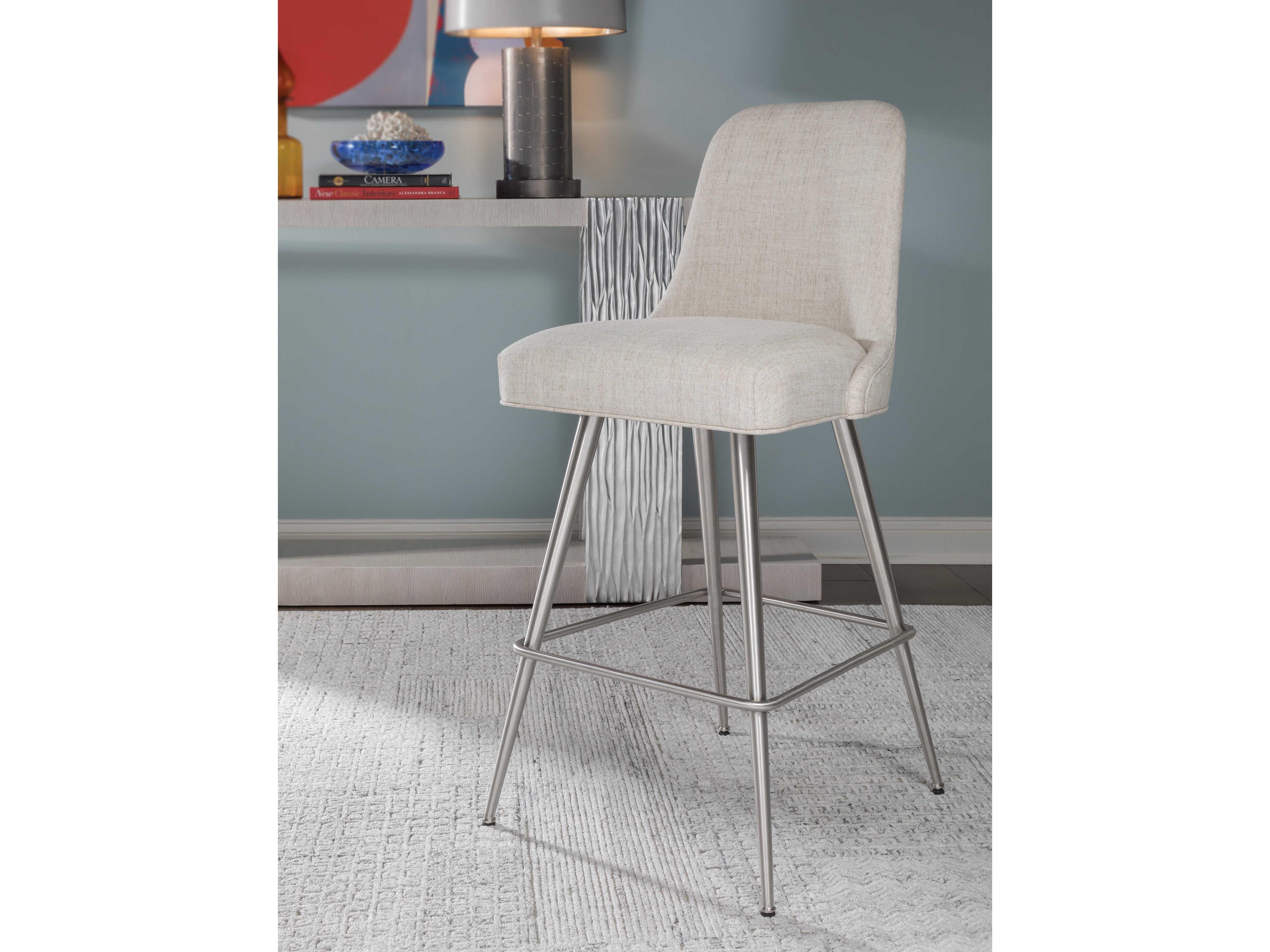 Artistica Dinah Stainless Steel Upholstered Swivel Bar Stool