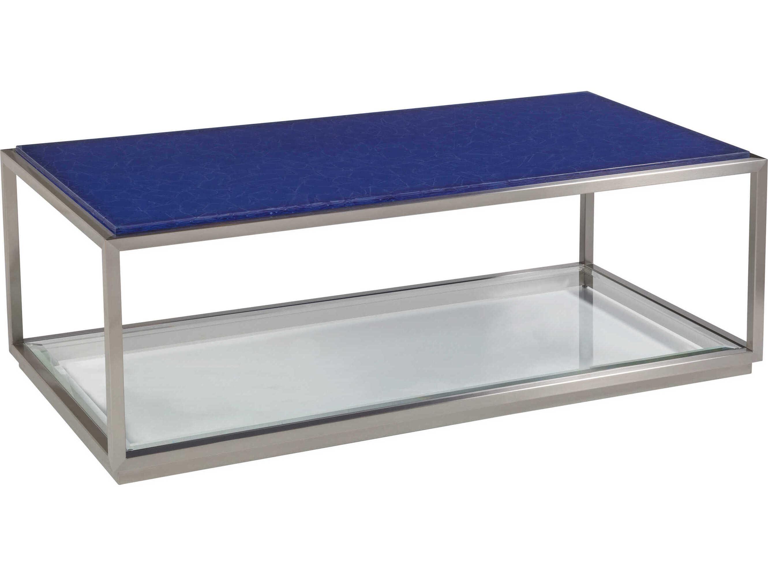 Artistica Signature Designs Ultramarine Rectangular Stone Blue Brushed Stainless Steel Cocktail Table