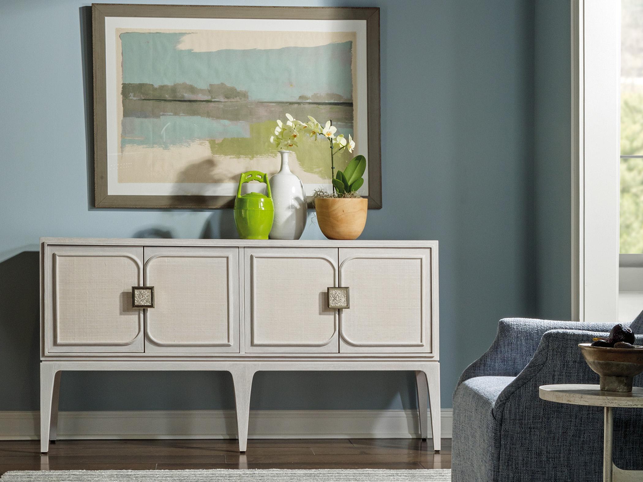 Artistica Signature Designs Elixer 75" Oak Wood Misty White Gray Media Console