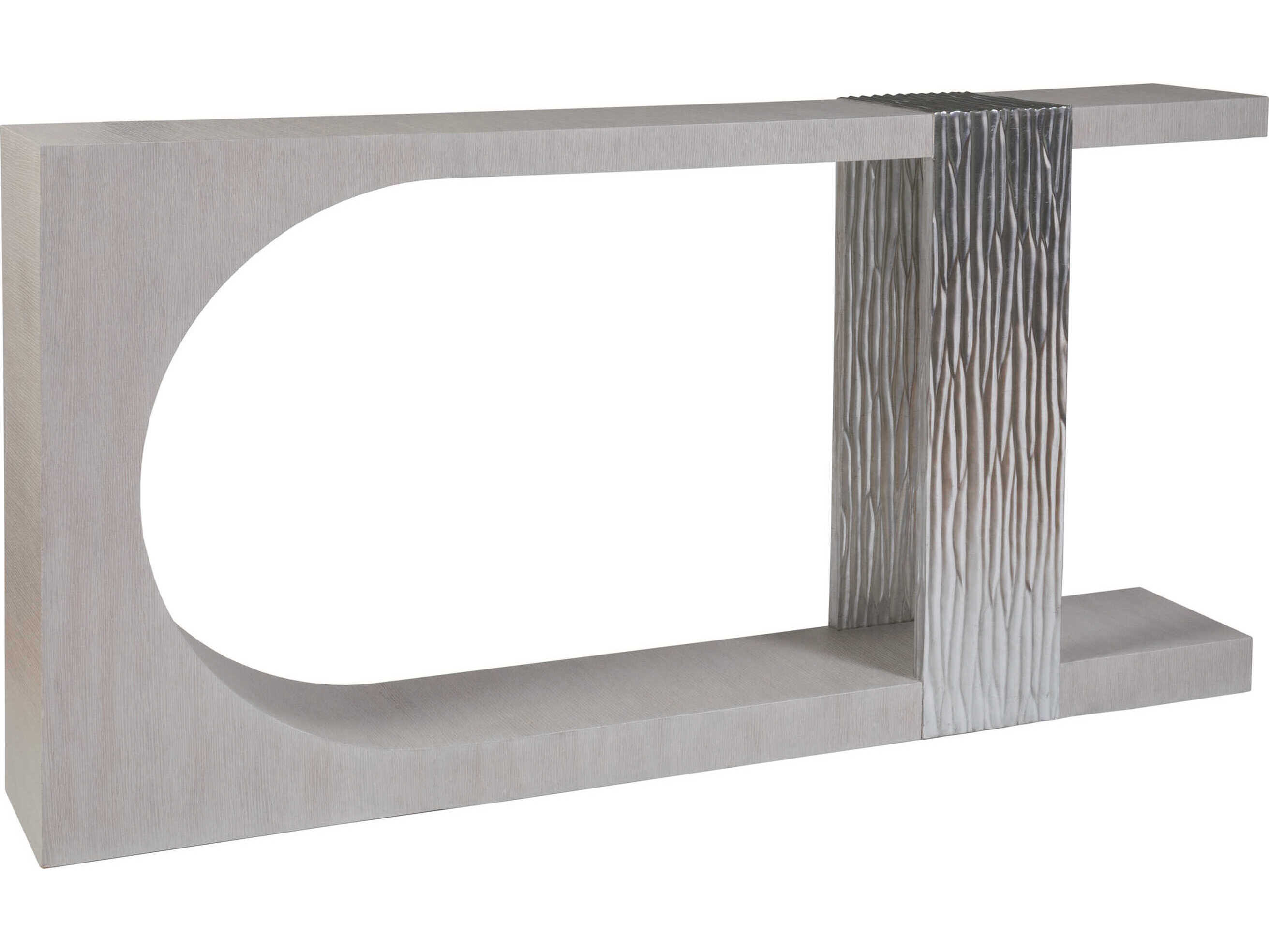 Artistica Signature Designs Sereno Rectangular Metal Misty White Gray Silver Leaf Console Table