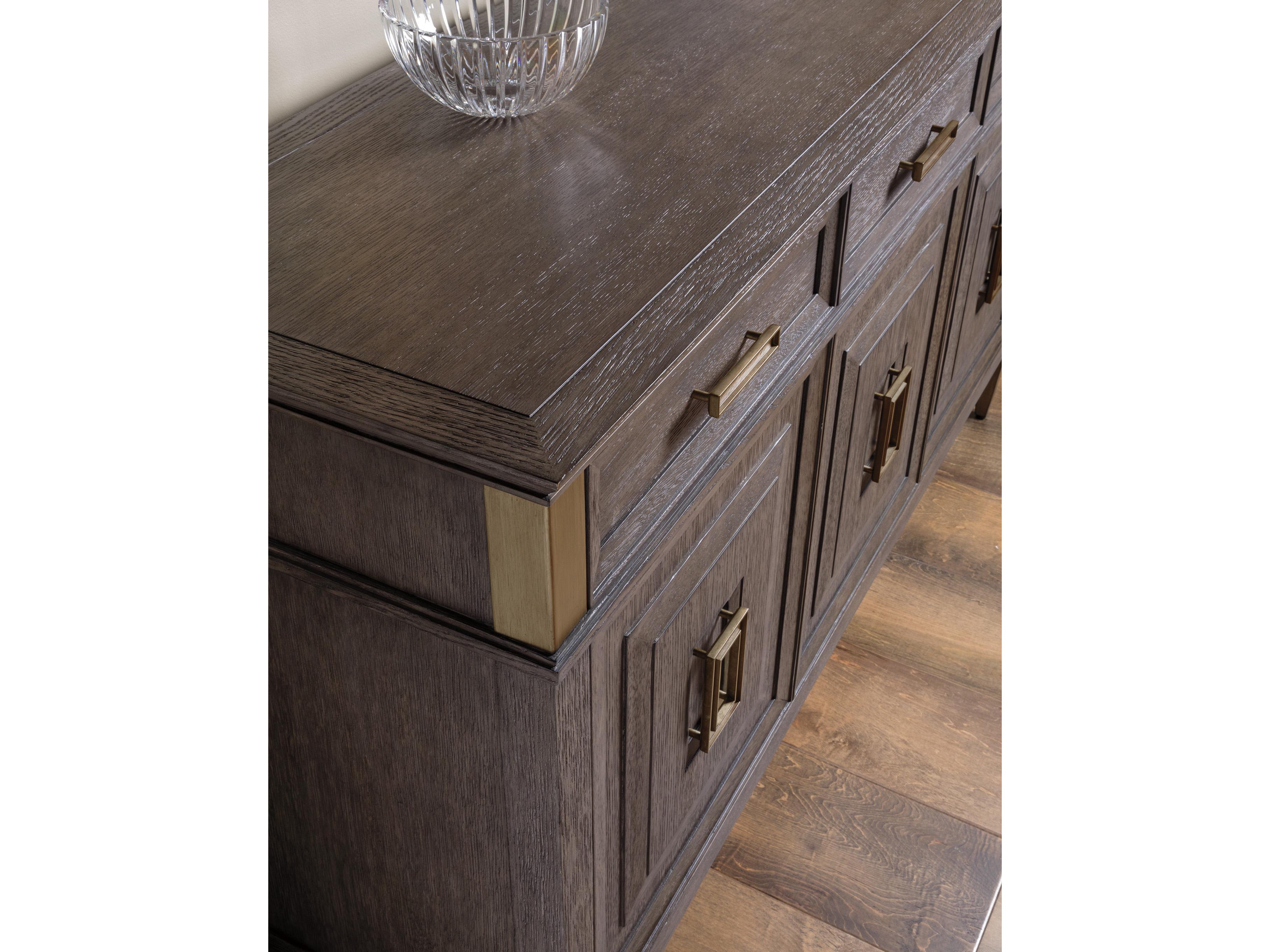 Artistica Signature Designs Belvedere 65" Oak Wood Falcon Brown Antique Brushed Nickel Sideboard