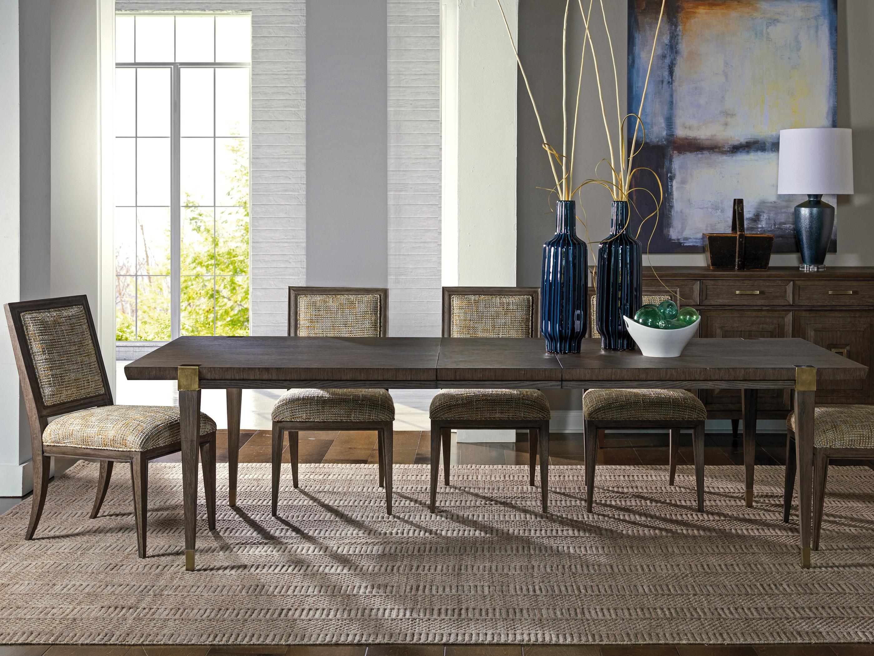 Artistica Signature Designs Belvedere Extendable Rectangular Wood Falcon Brown Antiqued Brushed Nickel Dining Table
