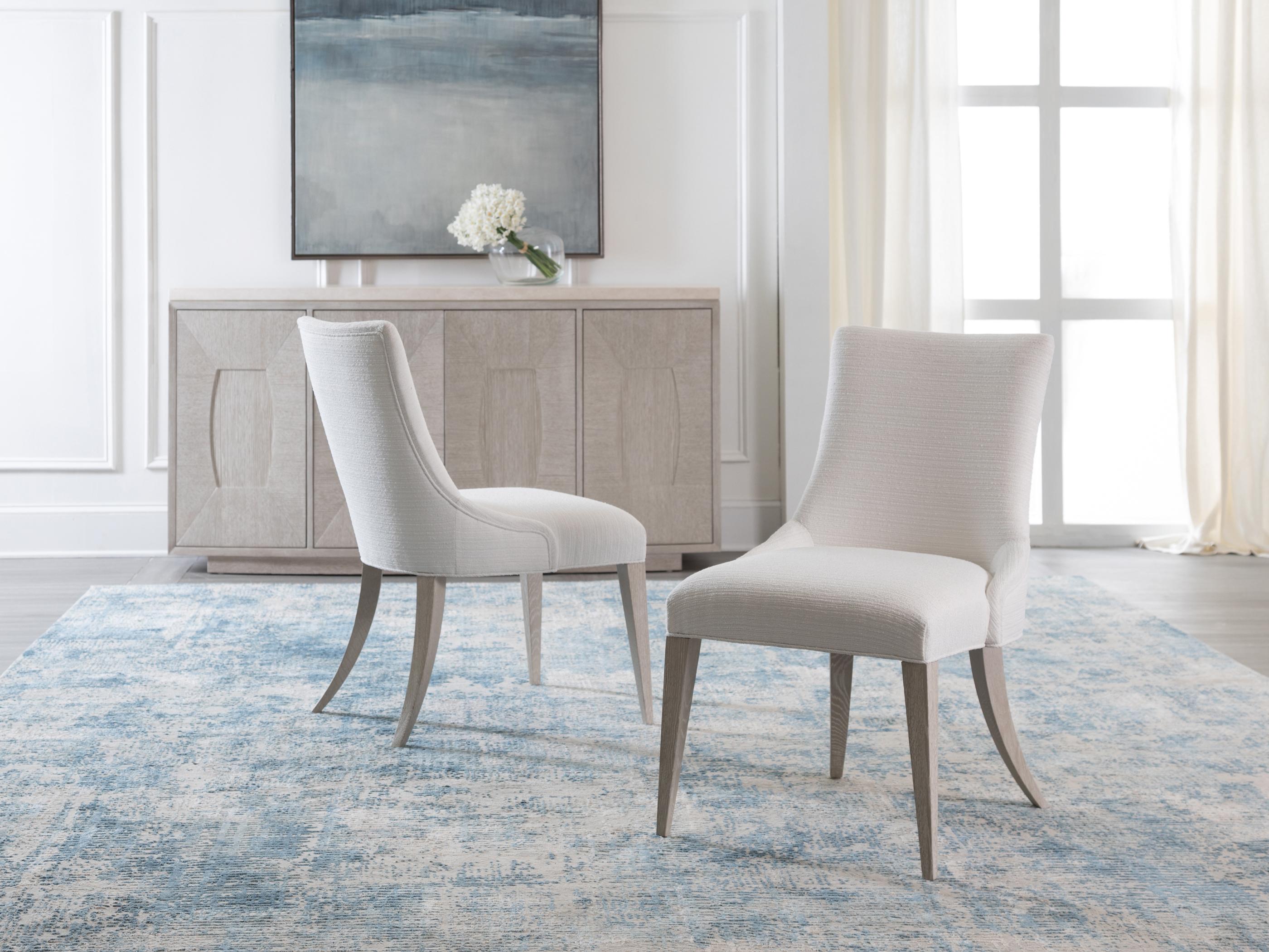 Artistica Mar Monte Oak Wood White Upholstered Side Dining Chair