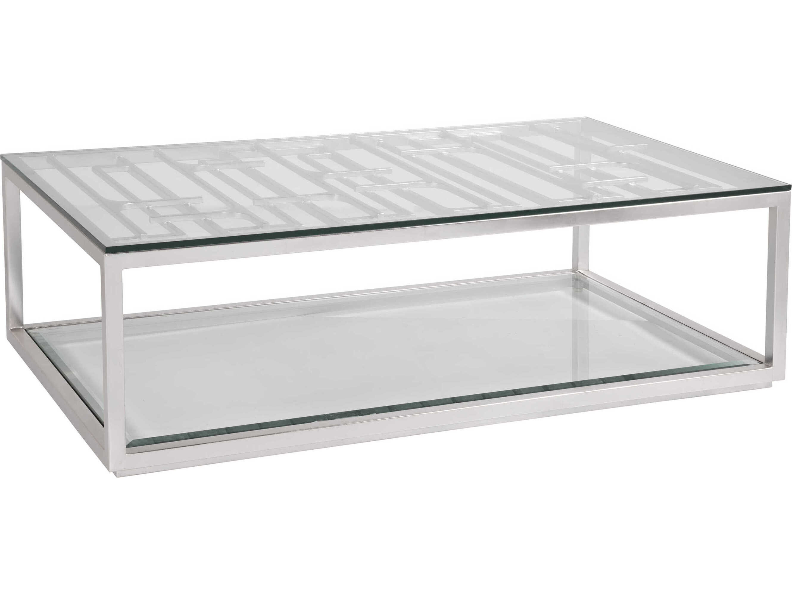 Artistica Mar Monte Grate Rectangular Glass Warm Silver Leaf Cocktail Table