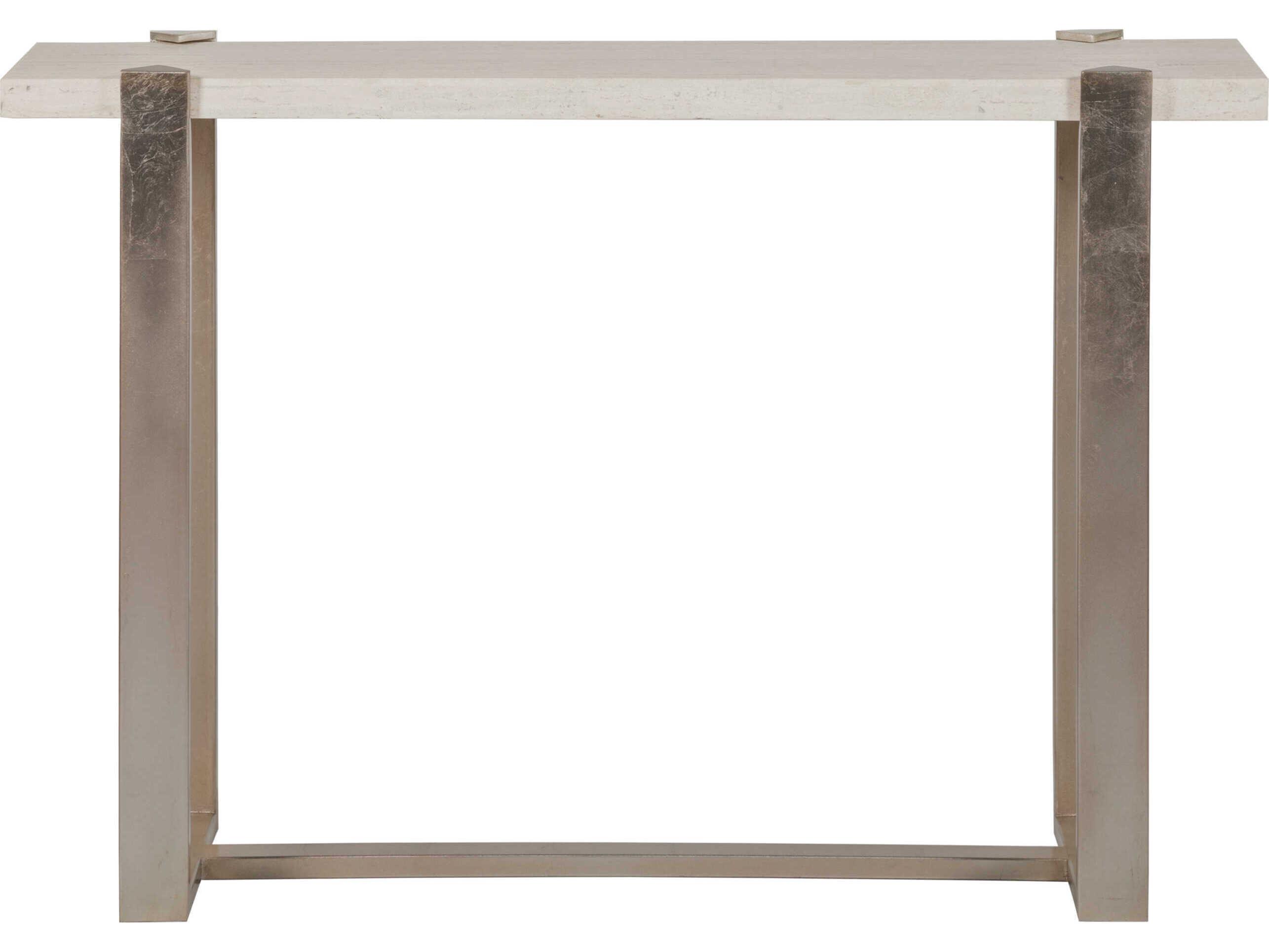 Artistica Signature Designs Denizen Rectangular Stone White Champagne Silver Leaf Console Table