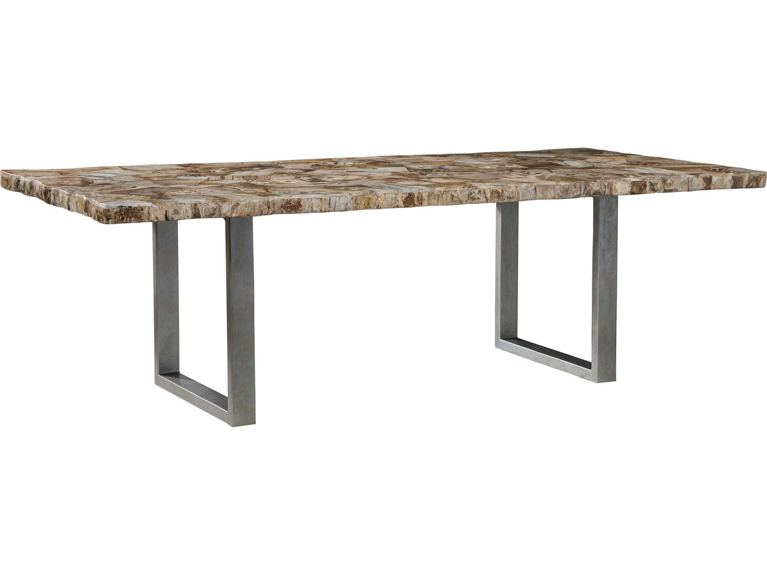 Artistica Signature Designs Caldera Rectangular Silver Varied Petrified Wood Dining Table