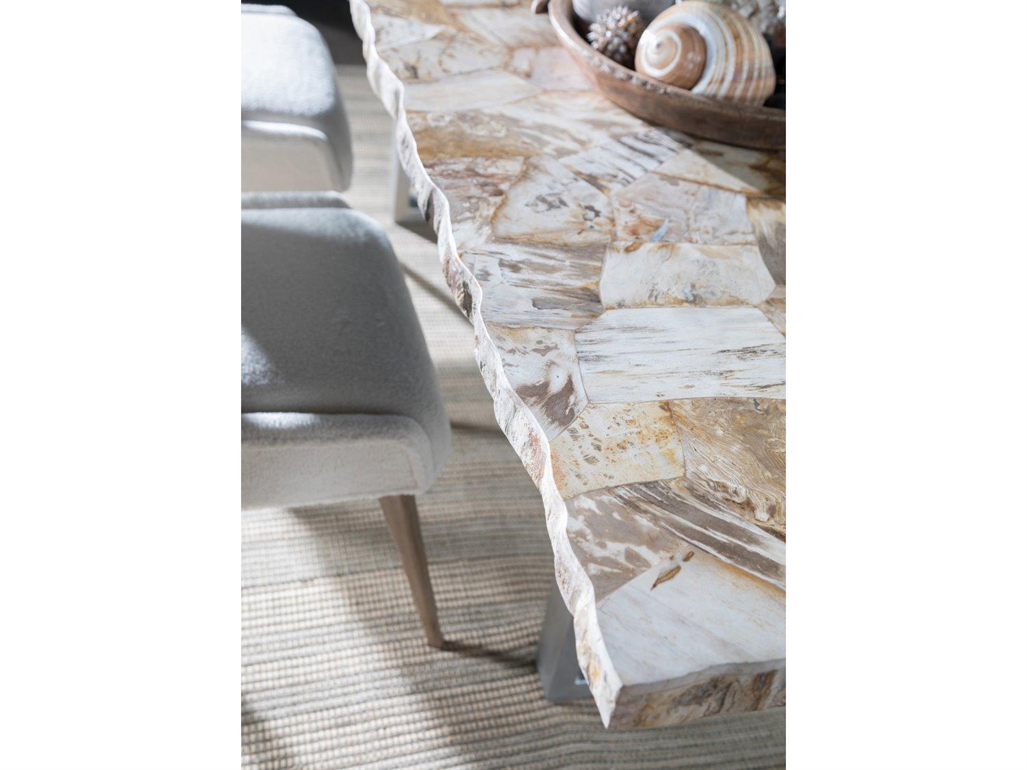 Artistica Signature Designs Caldera Rectangular Silver Varied Petrified Wood Dining Table