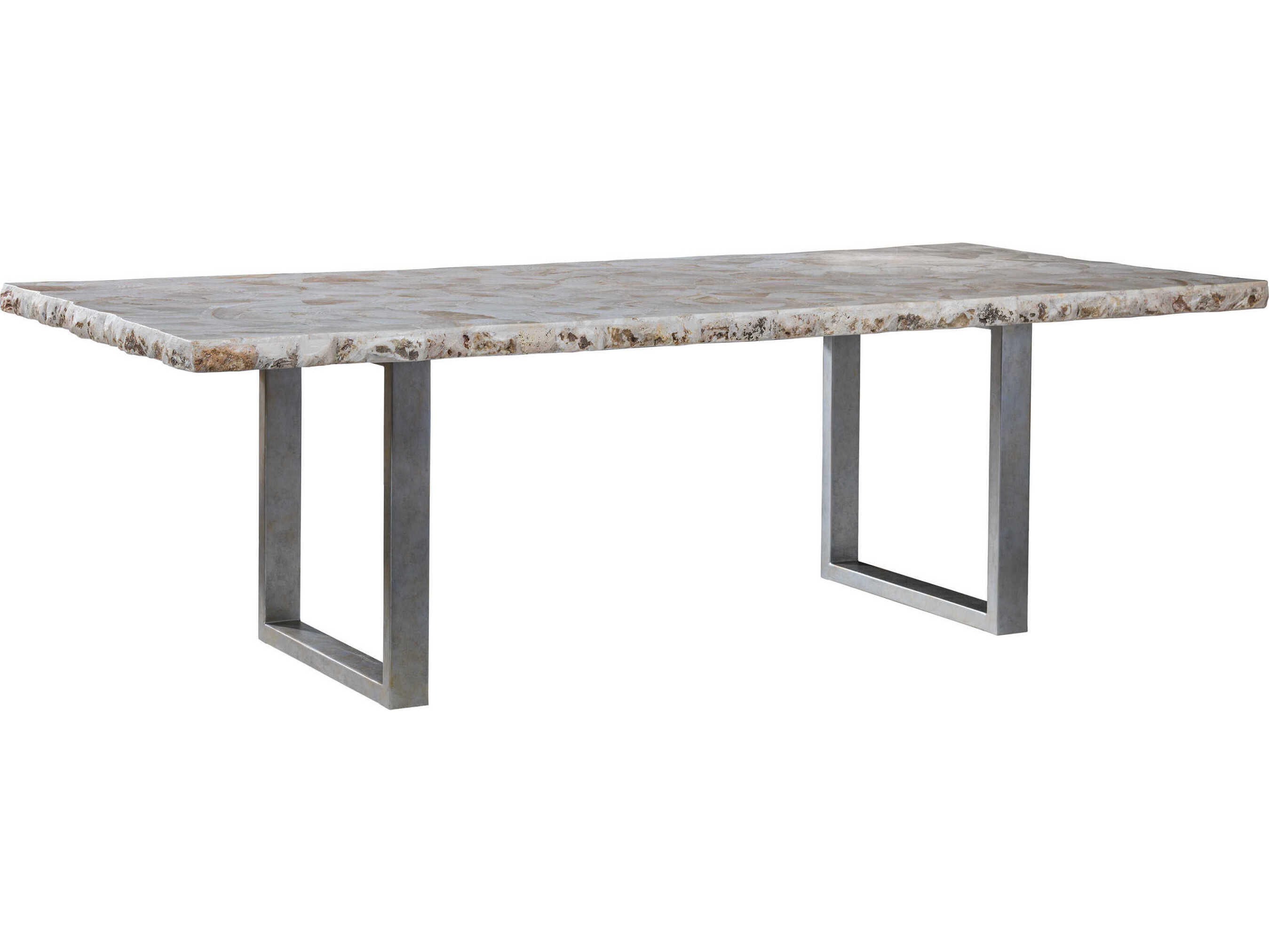 Artistica Signature Designs Seamount Rectangular White Clam Shell Silver Dining Table