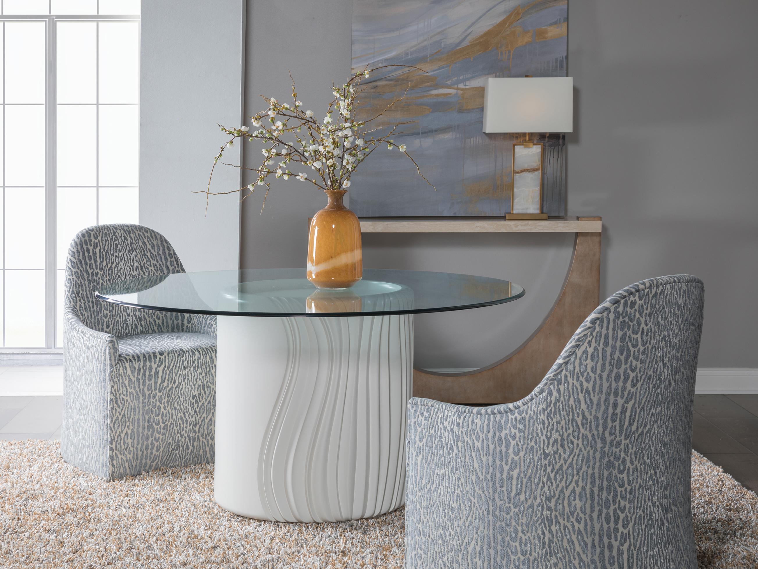 Artistica Signature Designs Volante Round Glass Ivory Dining Table