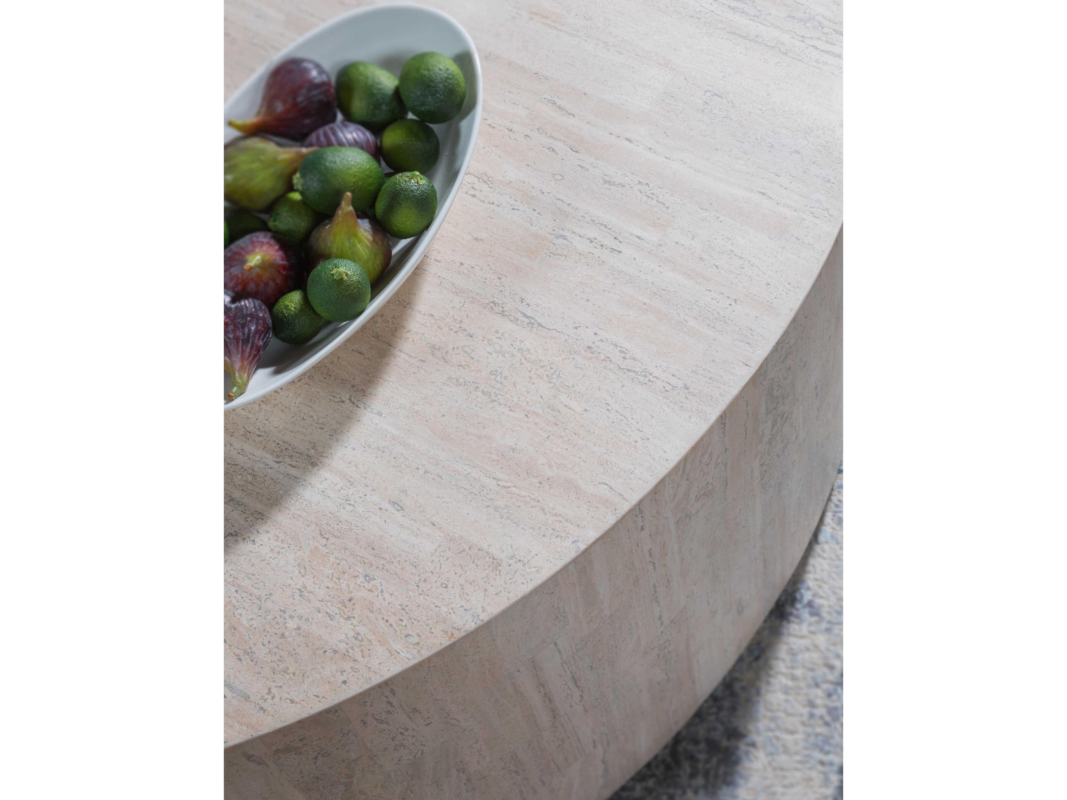 Artistica Signature Designs Cassio Round Stone White Travertine Cocktail Table