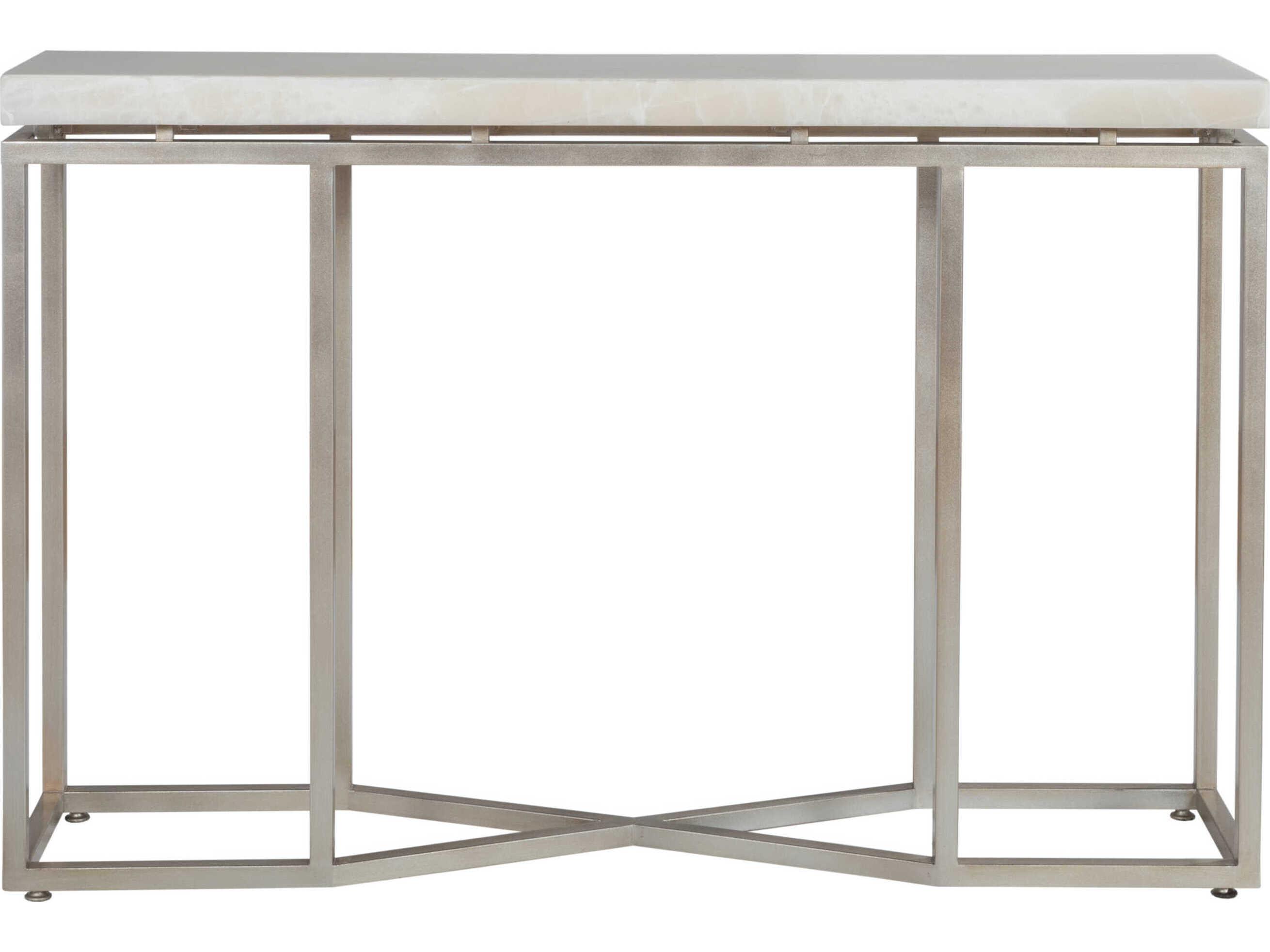 Artistica Signature Designs Vara Rectangular Stone Champagne Silver Leaf White Onyx Console Table