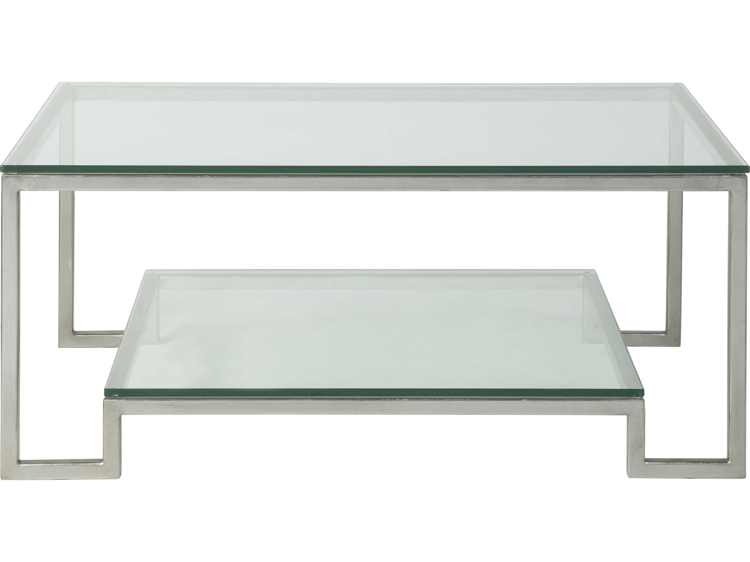 Artistica Metal Designs Bonaire Rectangular Glass Antique Silver Leaf Cocktail Table