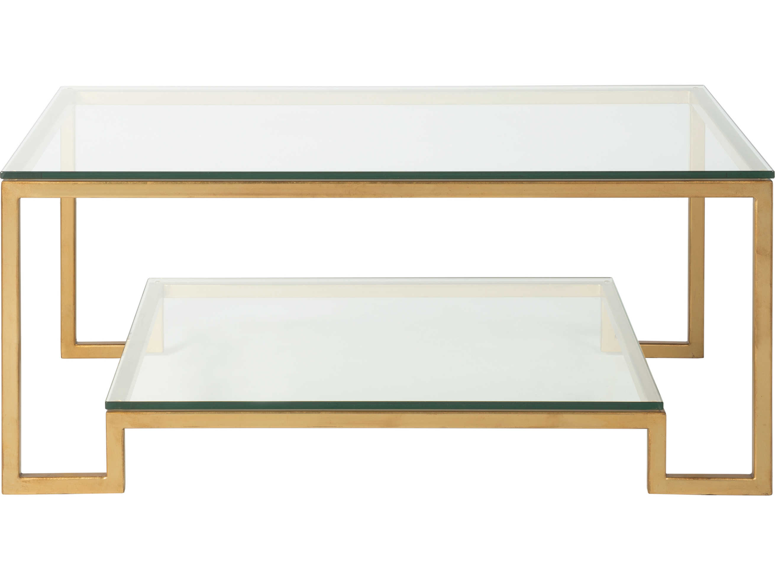 Artistica Metal Designs Bonaire Rectangular Glass Antique Gold Leaf Cocktail Table