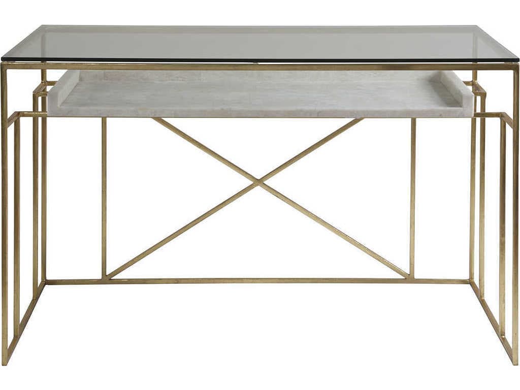 Artistica Cumulus Gold Leaf With White Crystal Stone Writing Desk