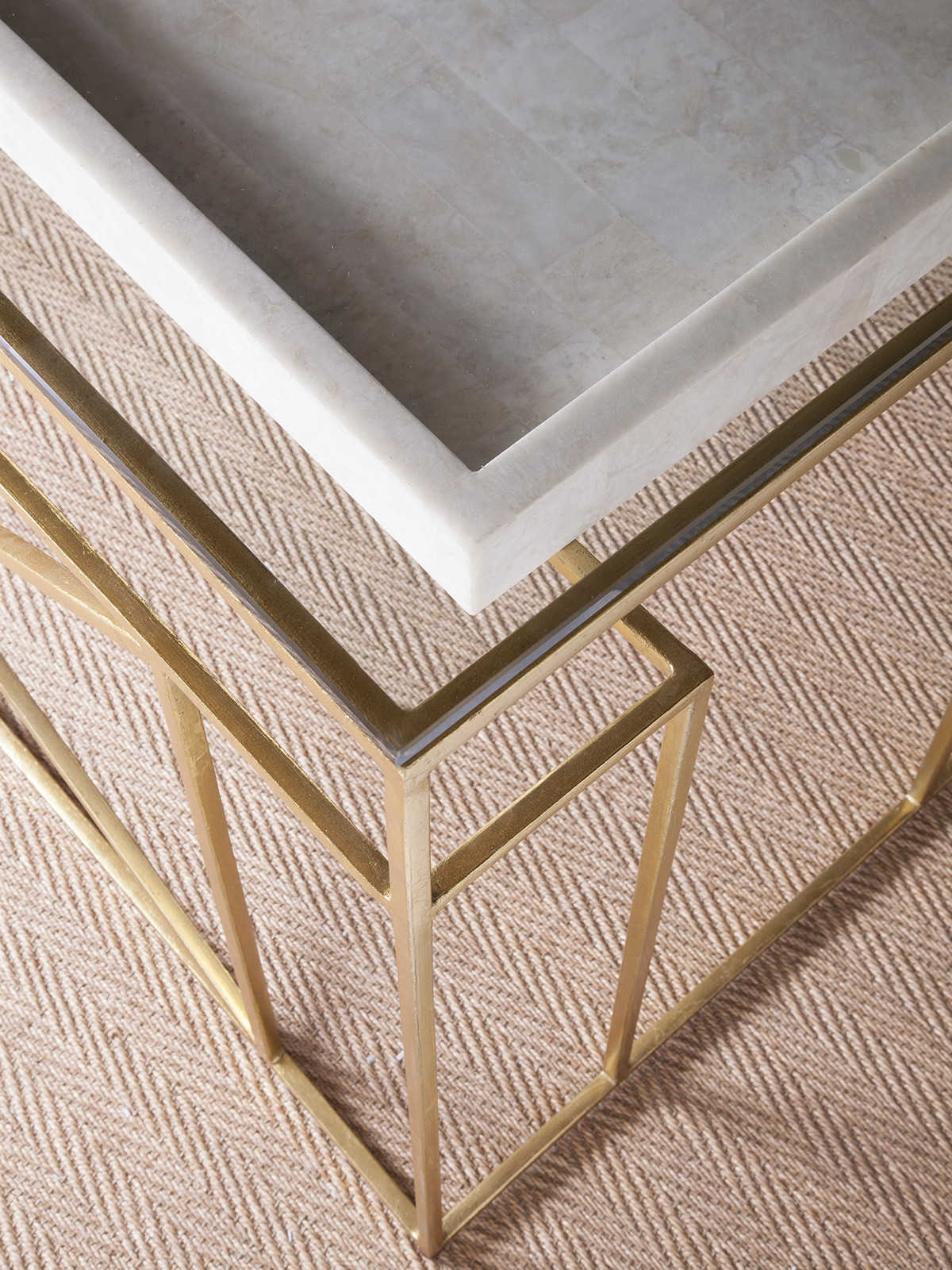 Artistica Cumulus Gold Leaf With White Crystal Stone Writing Desk