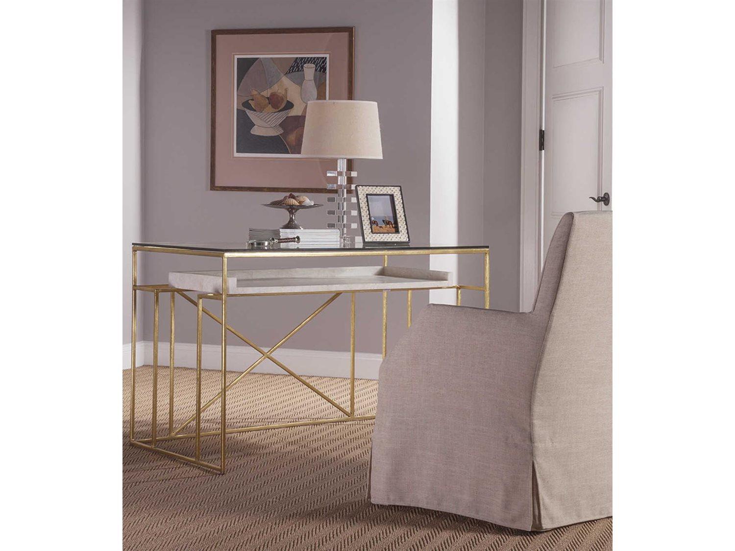 Artistica Cumulus Gold Leaf With White Crystal Stone Writing Desk