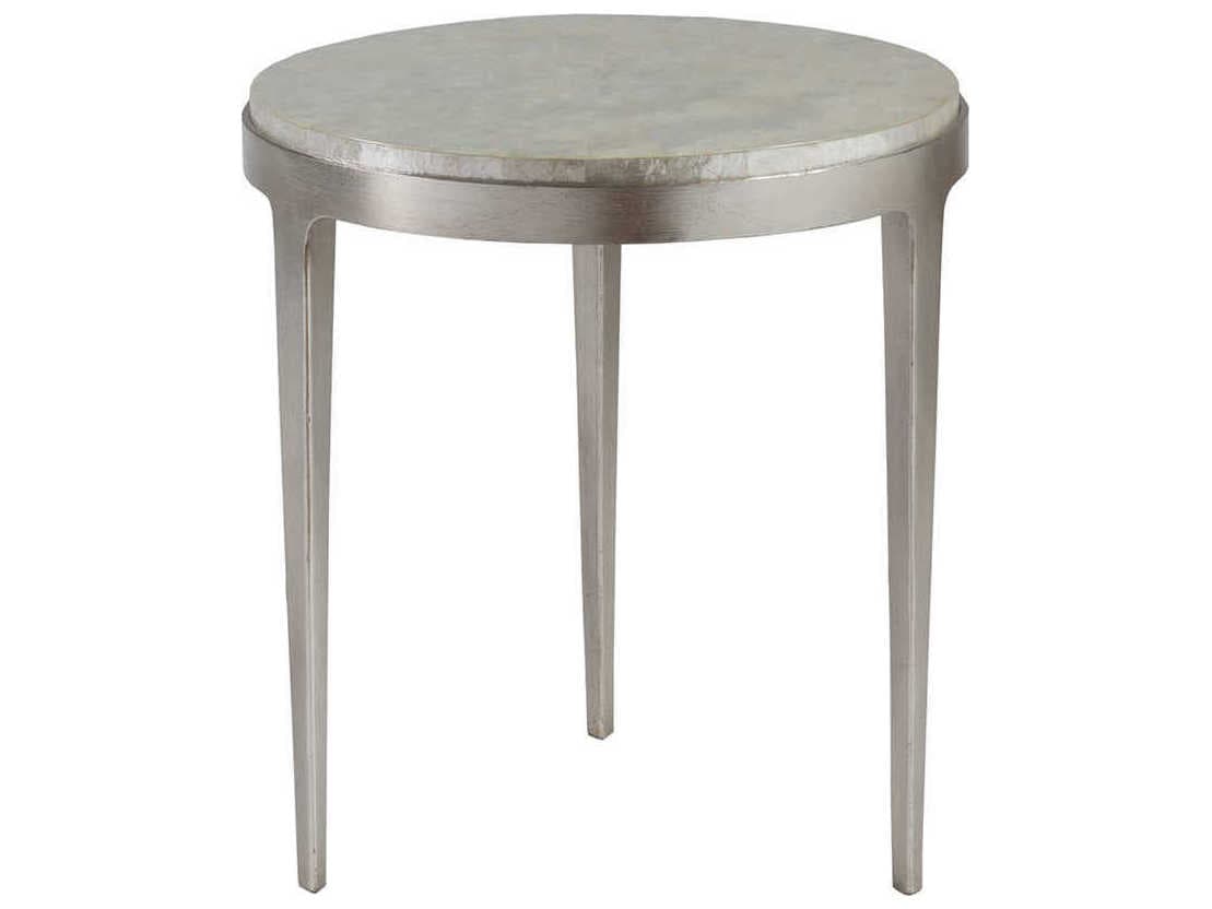 Artistica Gravitas Round White Capiz Shell With Champagne End Table