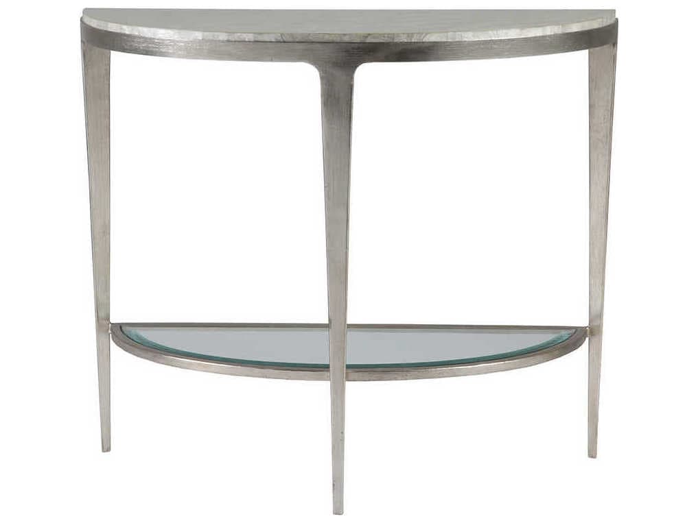 Artistica Gravitas Demilune White Capiz Shell With Champagne Console Table