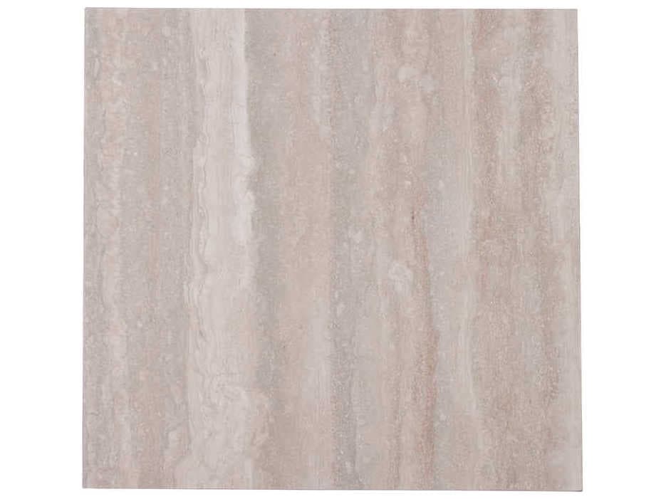 Artistica Impresario Square Silver Travertine Stone With Leaf End Table