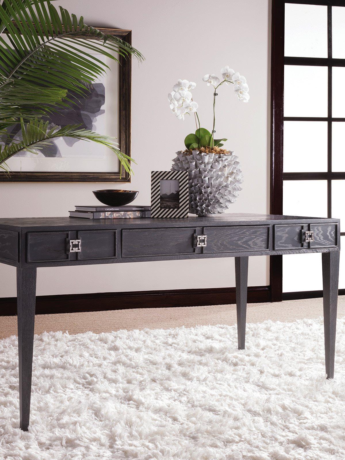 Artistica Penelope Light Gray Oak Mahogany Wood Secretary Desk