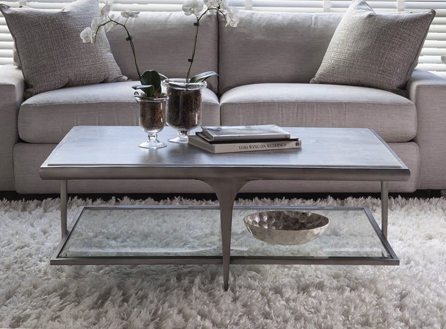 Artistica Zephyr Rectangular Stone White Cocktail Table