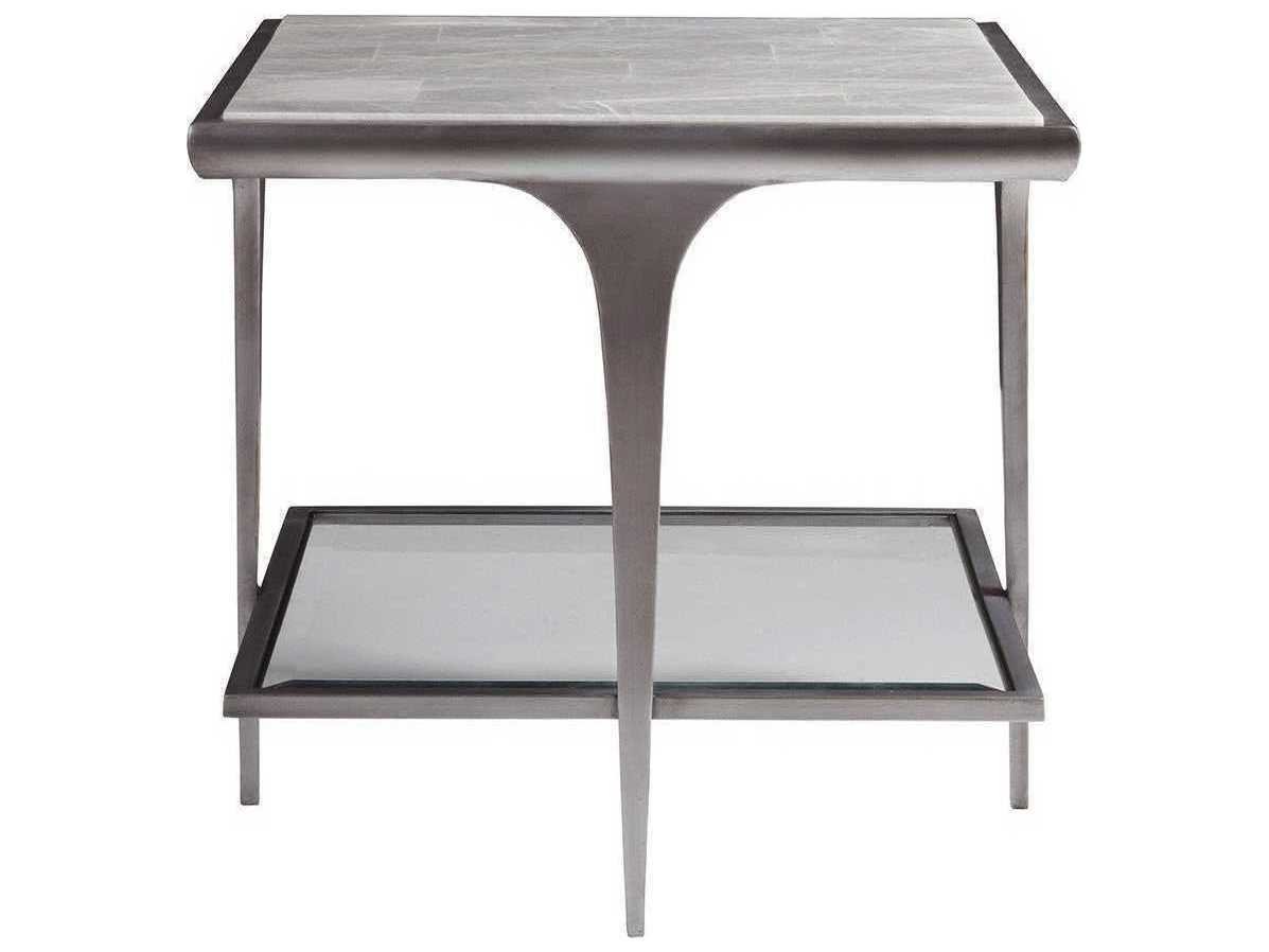 Artistica Zephyr Square Stone White End Table