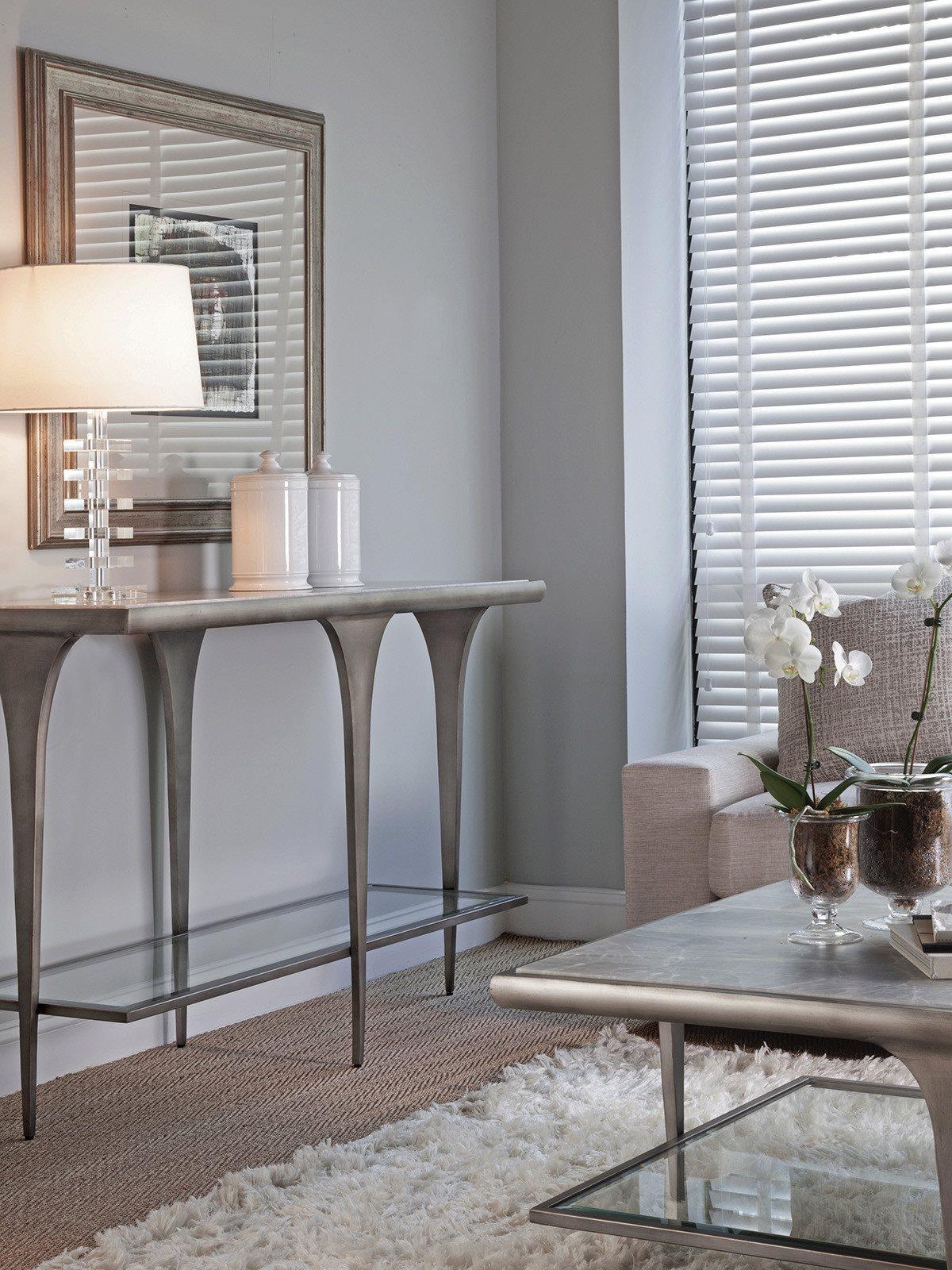 Artistica Zephyr Rectangular Stone White Console Table