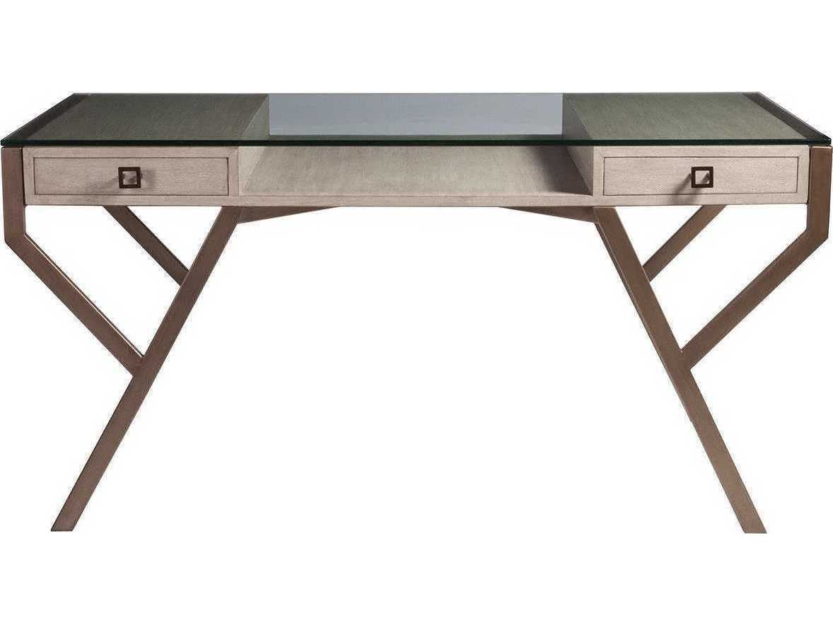 Artistica Interlaken Bianco Glass Mahogany Wood Secretary Desk