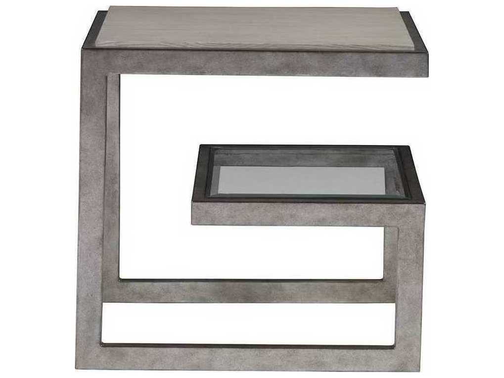 Artistica Soiree Rectangular Wood Antiqued Silver Leaf Light Gray End Table