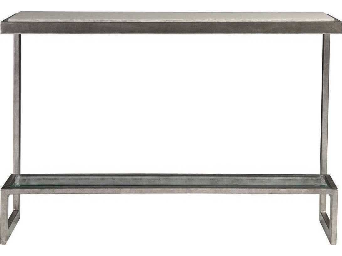 Artistica Soiree Rectangular Wood Antiqued Silver Leaf Light Gray Console Table