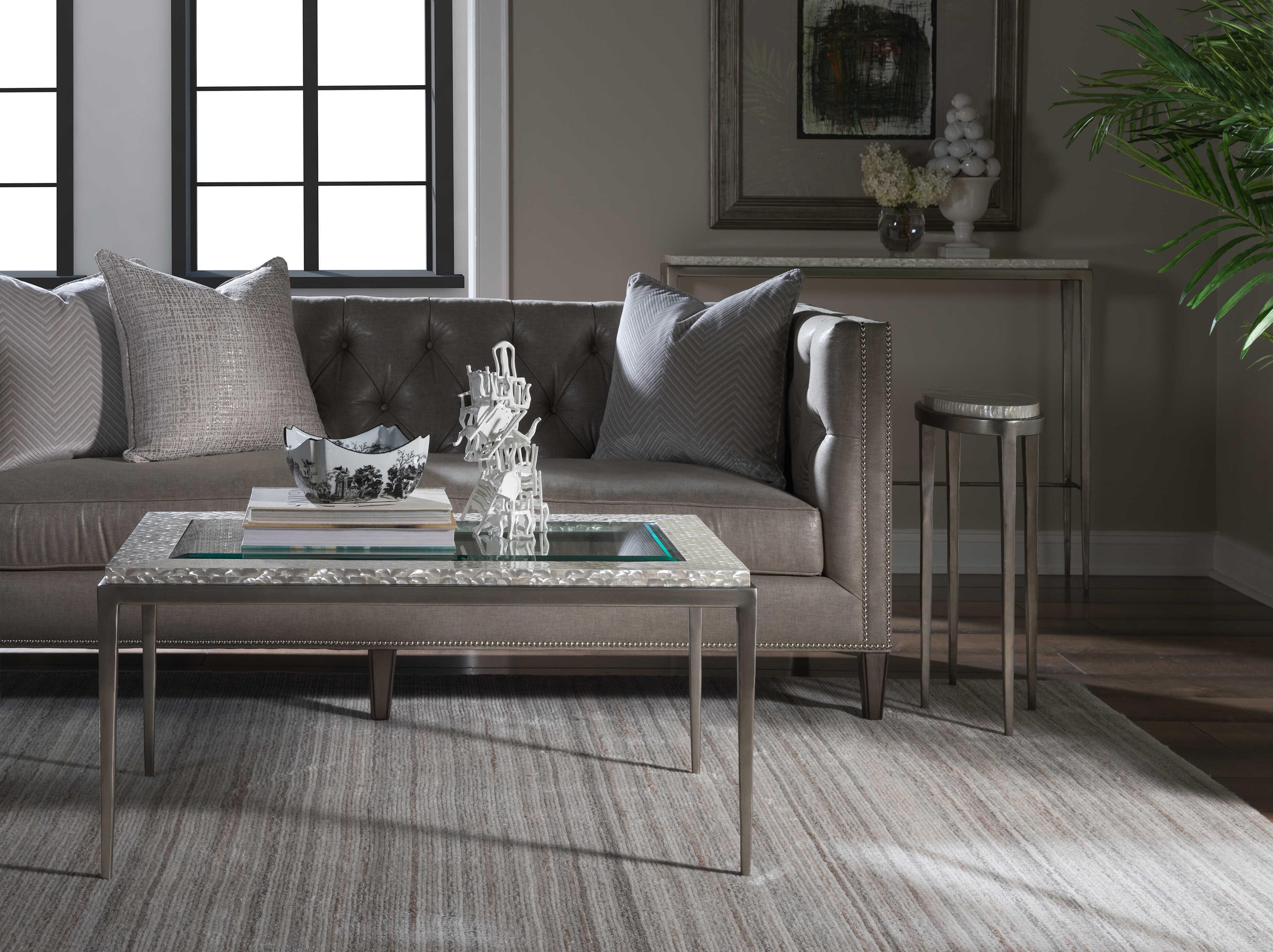 Artistica Brilliante Rectangular Glass Silver Foil Coffee Table