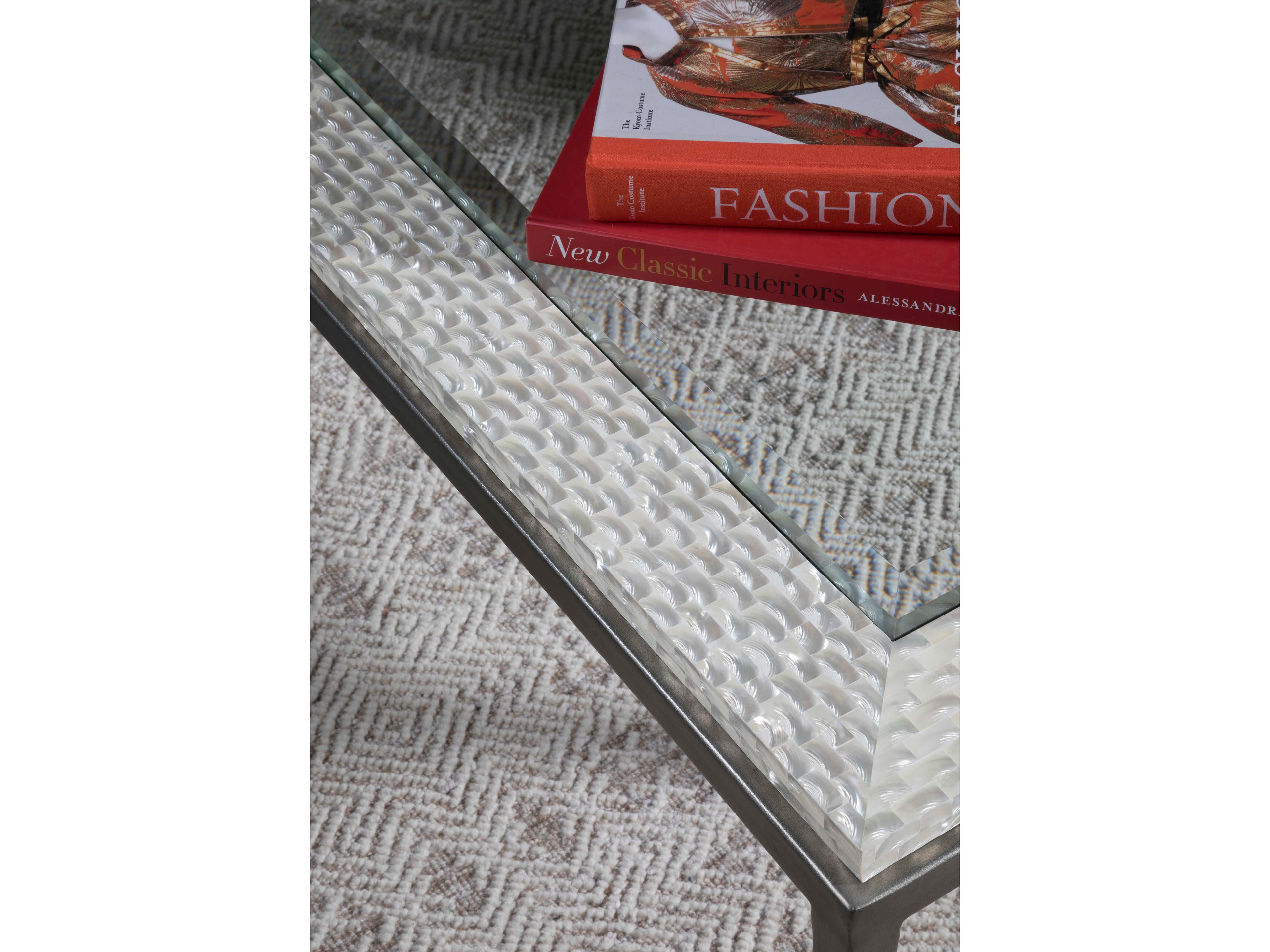 Artistica Brilliante Rectangular Glass Silver Foil Coffee Table