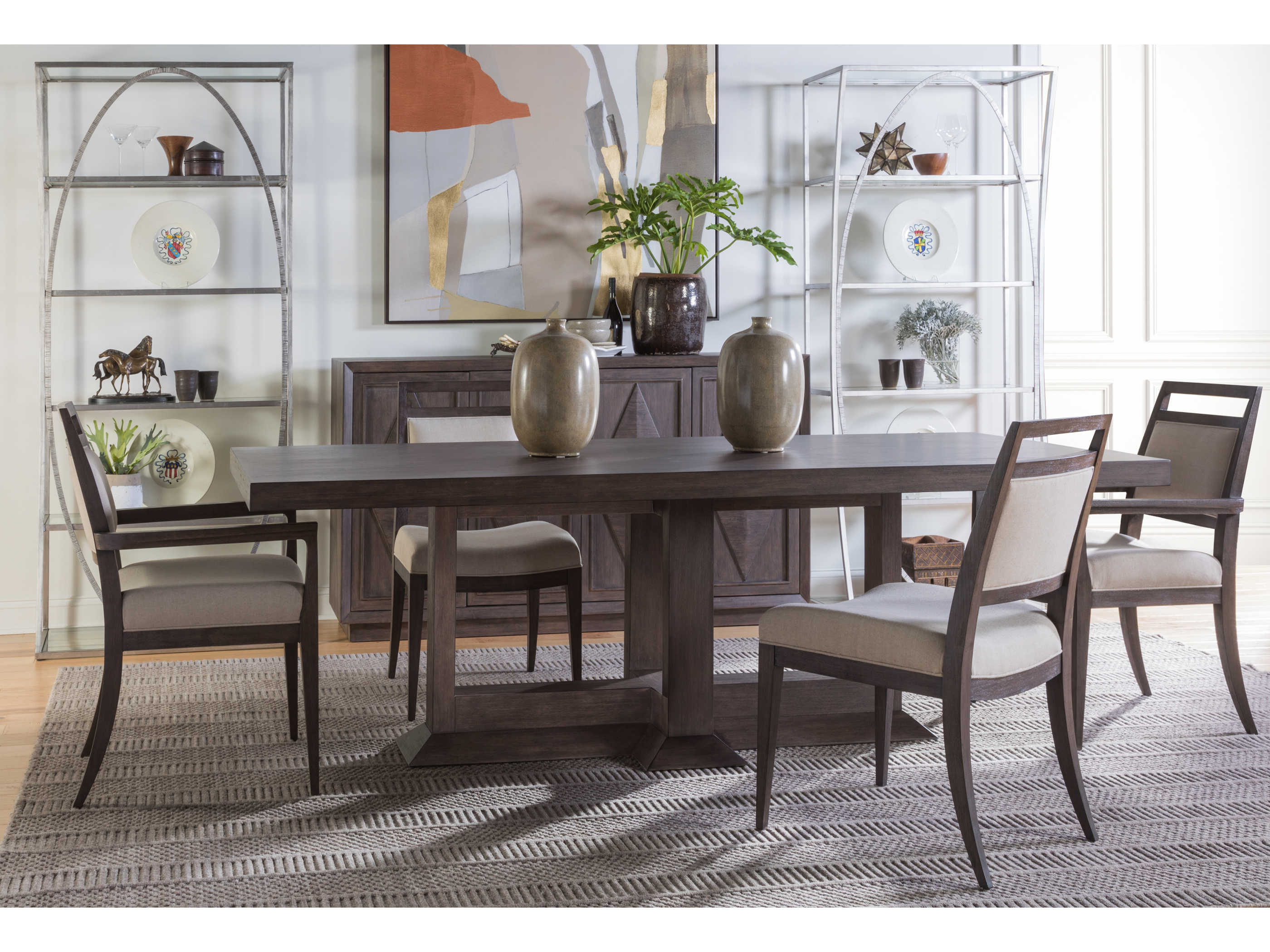 Artistica Cohesion Program Nico Hardwood Brown Upholstered Side Dining Chair