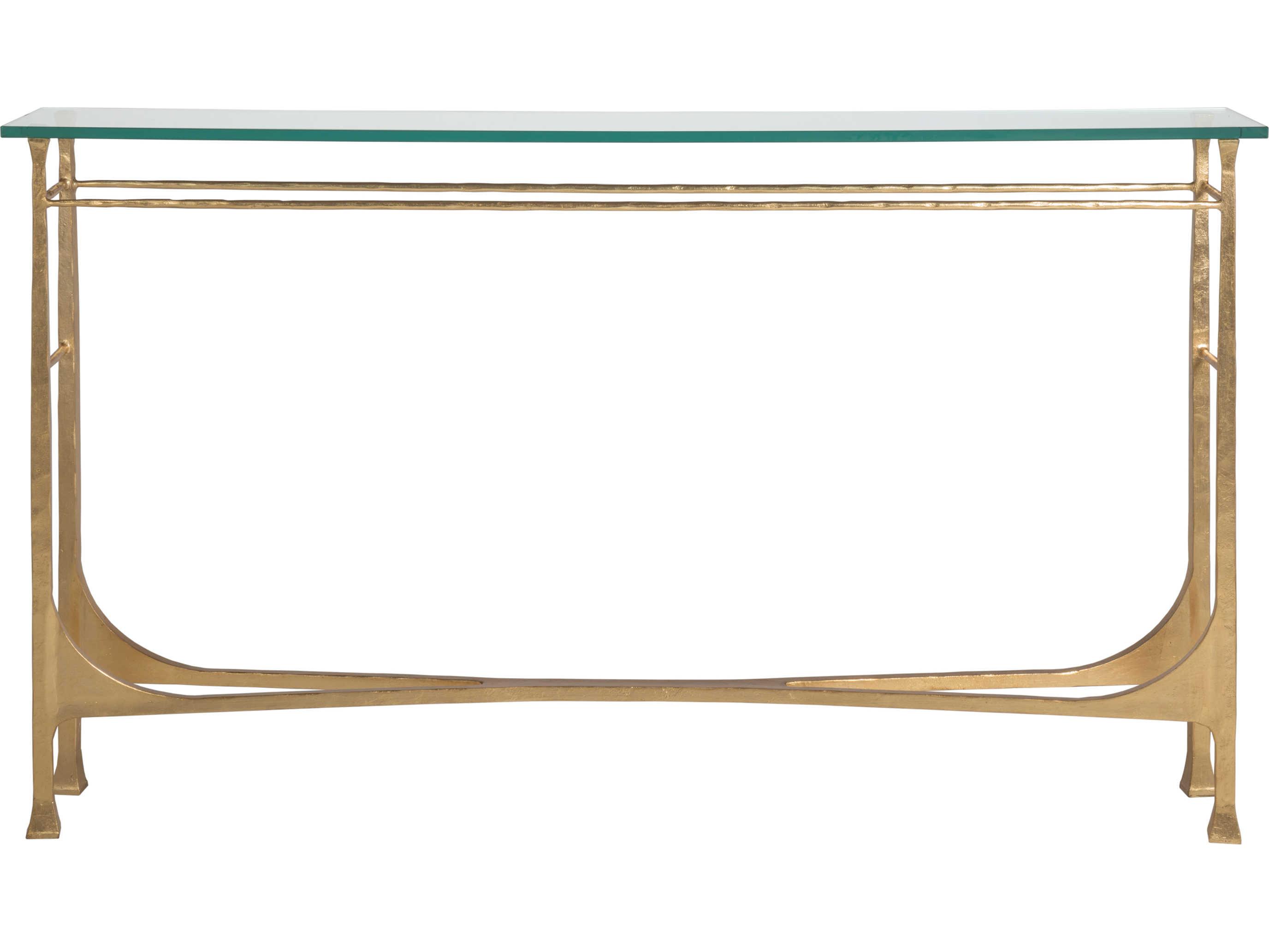 Artistica Metal Designs Bruno Rectangular Glass Gold Leaf Console Table