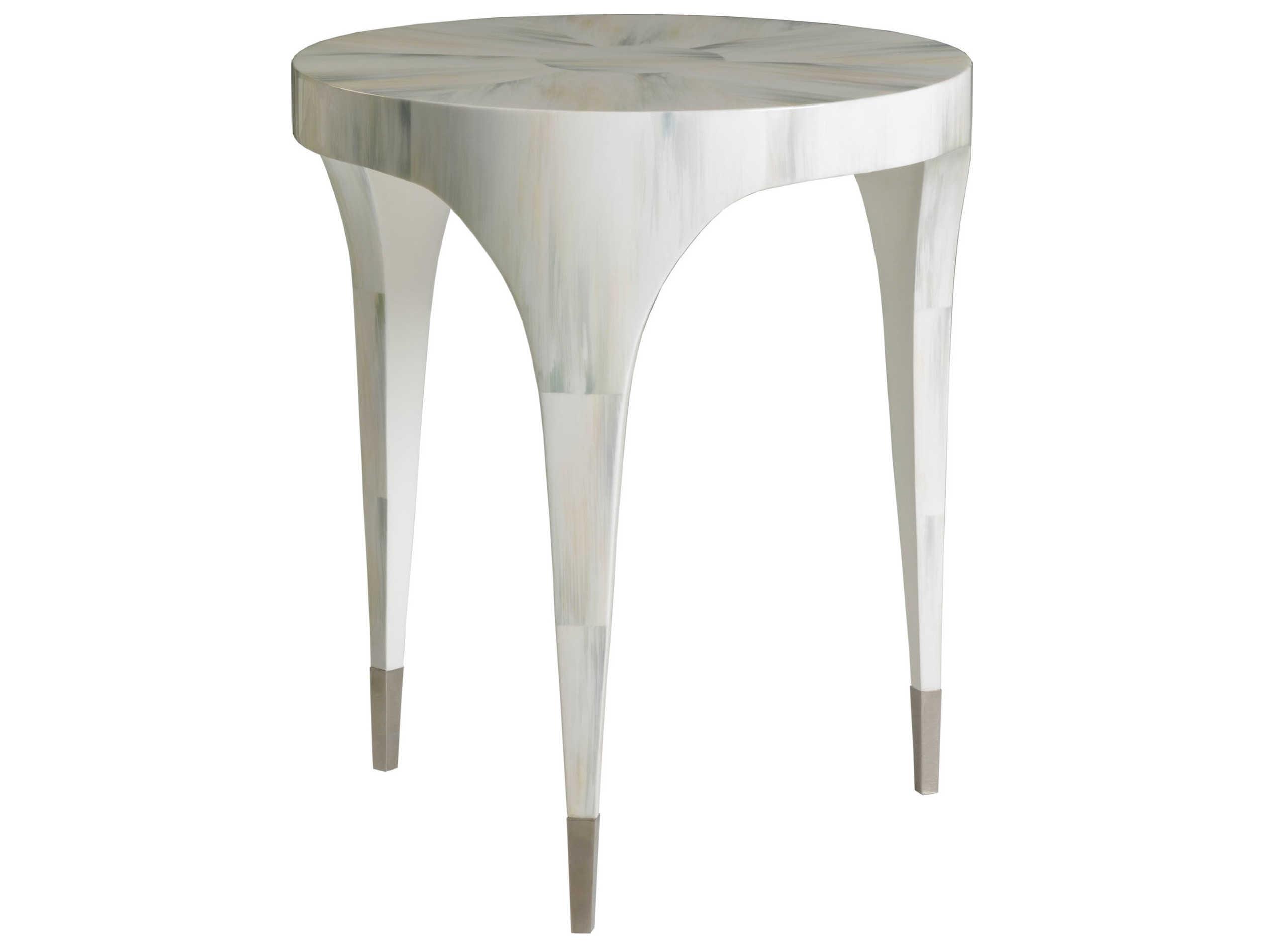 Artistica Signature Designs Bello Round White Gray Bone End Table