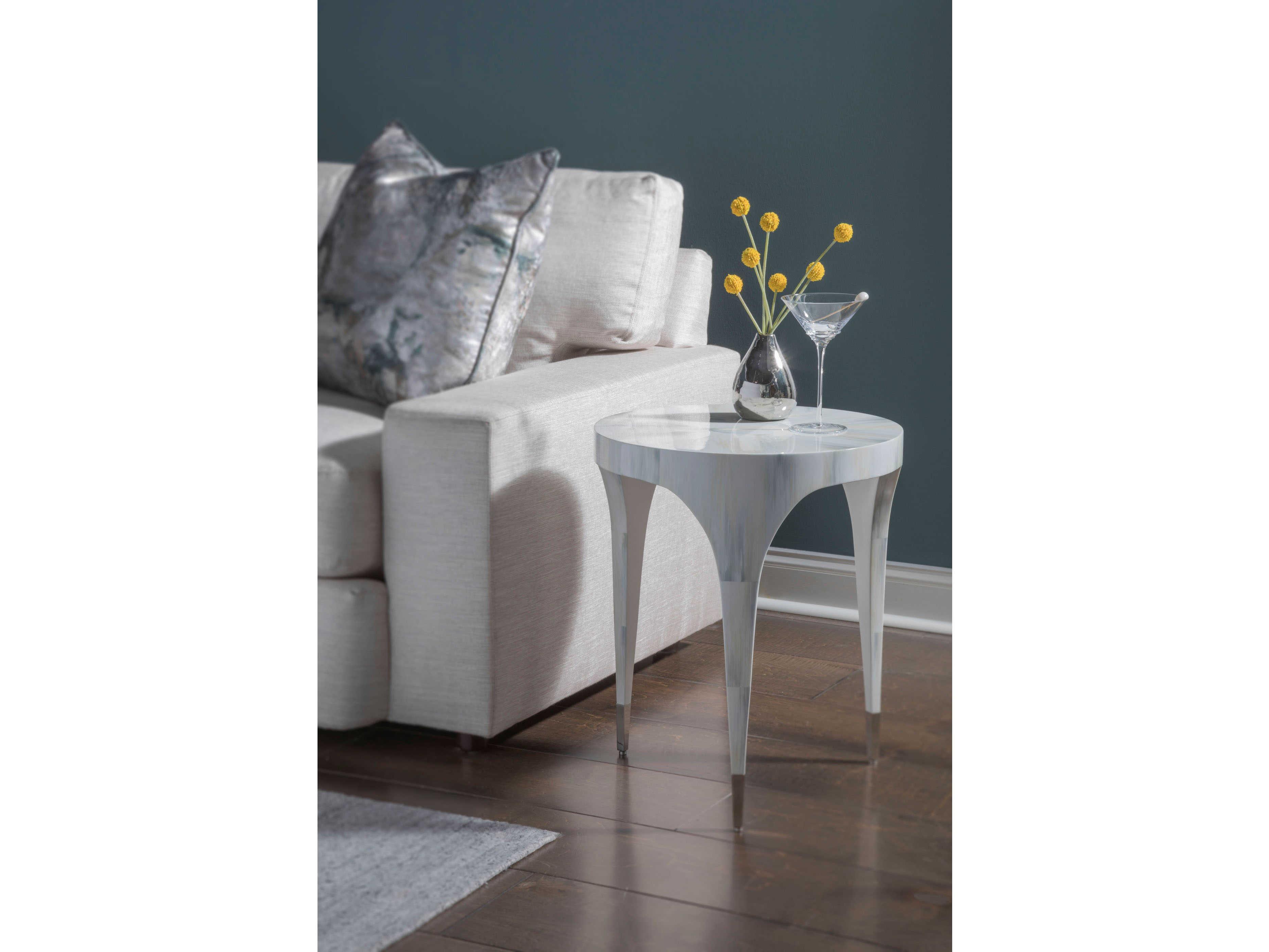 Artistica Signature Designs Bello Round White Gray Bone End Table