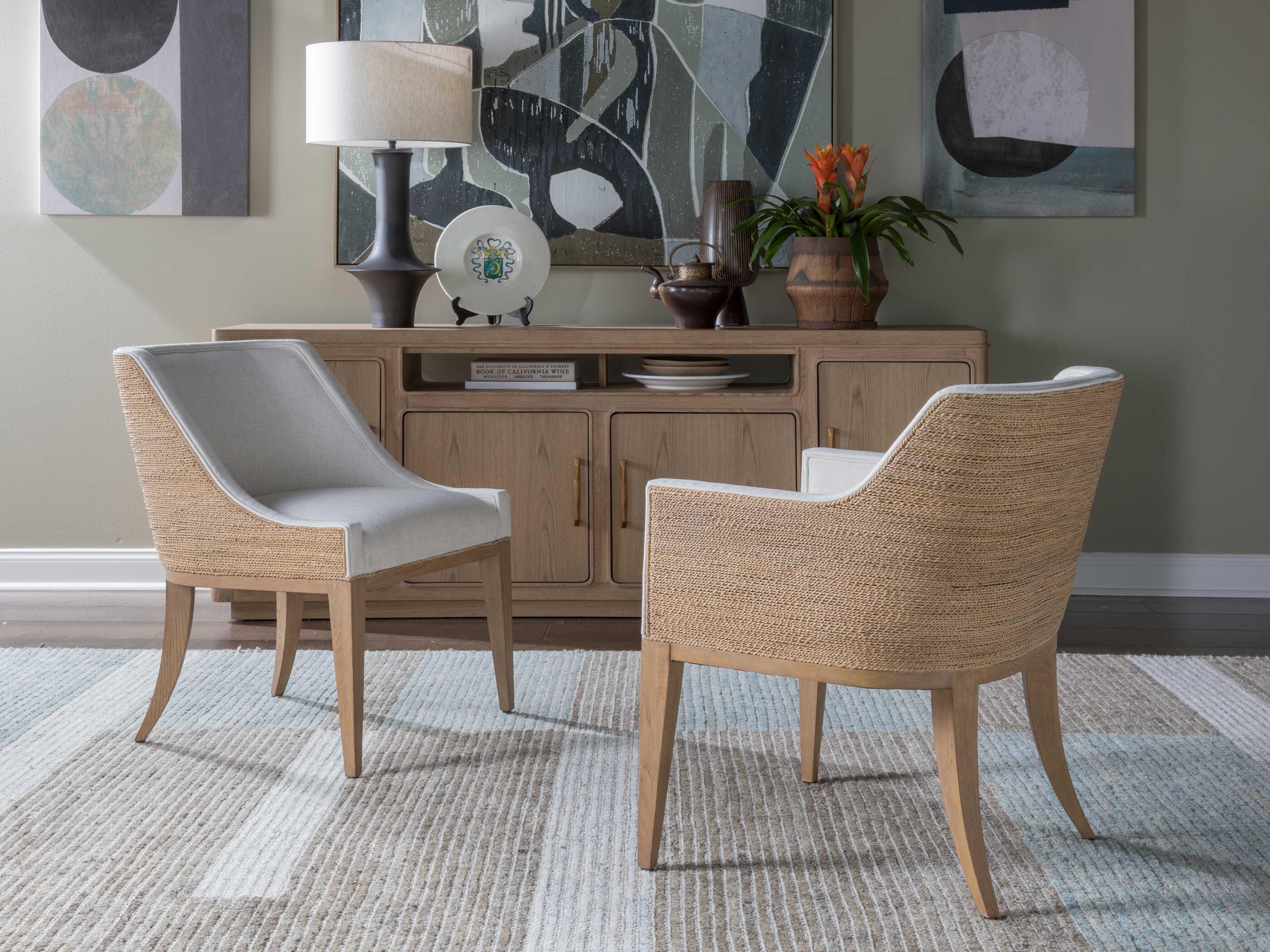 Artistica Simpatico Oak Wood White Upholstered Armless Dining Chair