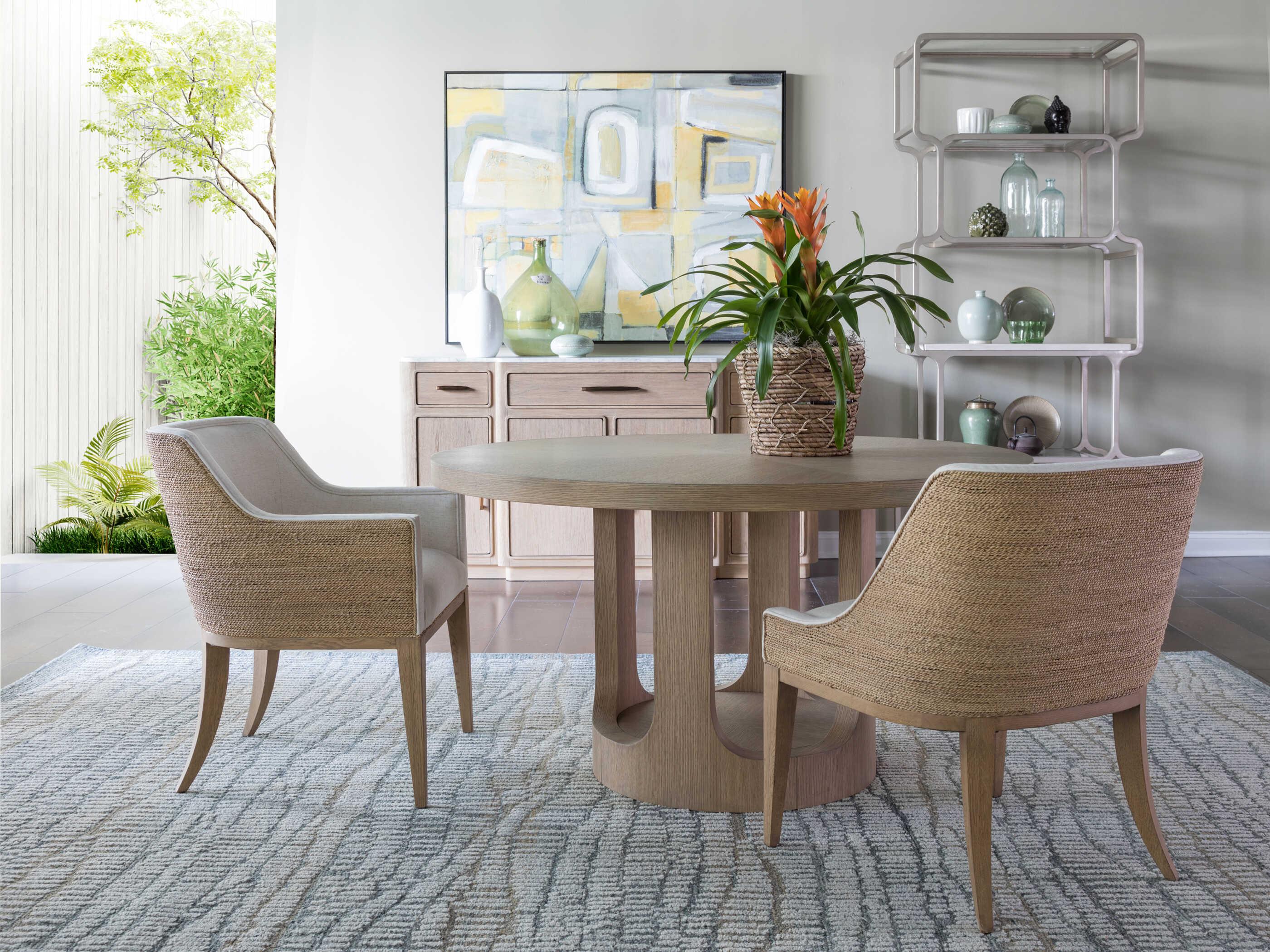 Artistica Simpatico Oak Wood Gray Upholstered Arm Dining Chair