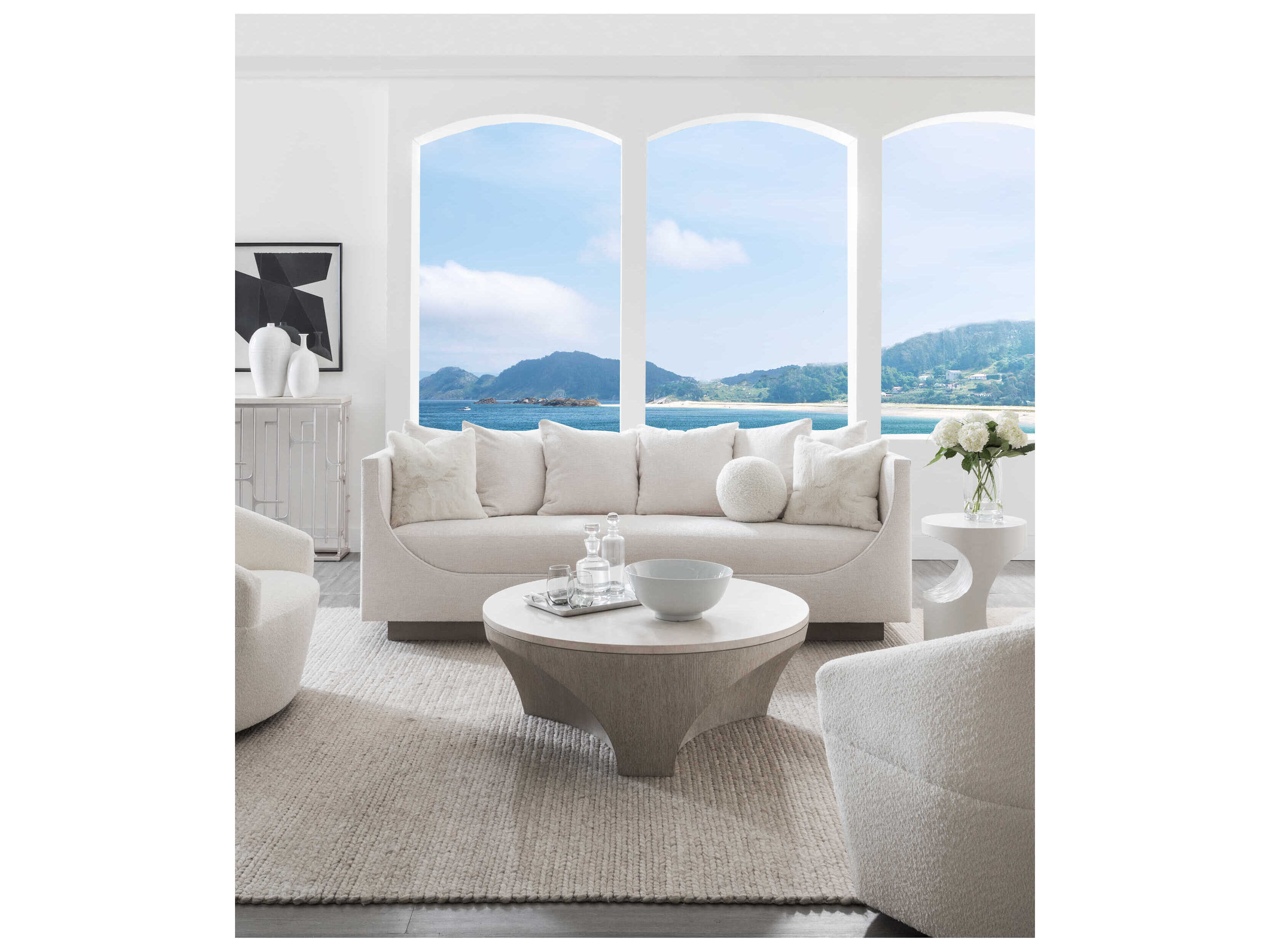 Artistica Upholstery Claudette White Upholstered Sofa