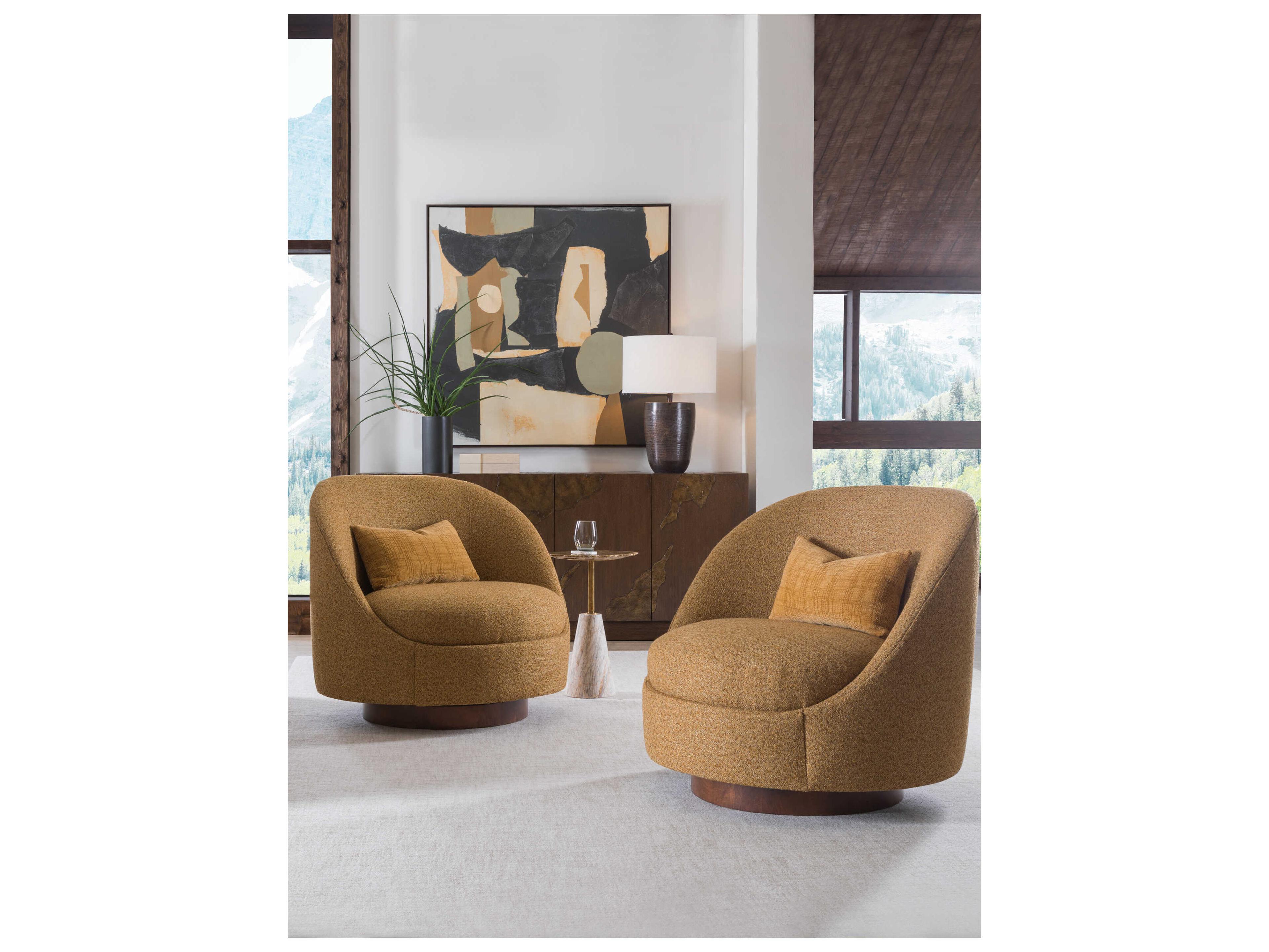 Artistica Upholstery Swivel Brown Accent Chair Genevieve